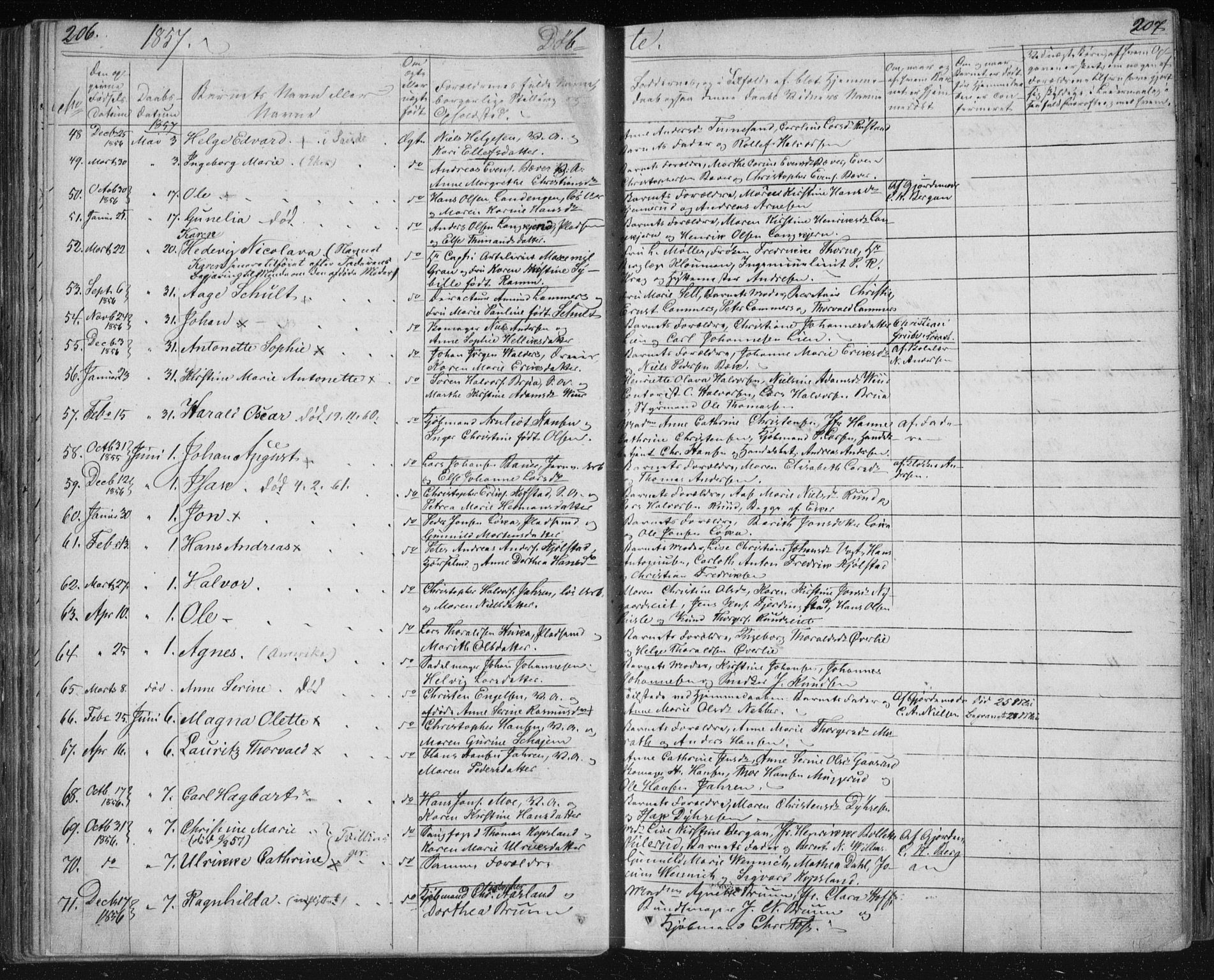 Kongsberg kirkebøker, AV/SAKO-A-22/F/Fa/L0009: Parish register (official) no. I 9, 1839-1858, p. 206-207