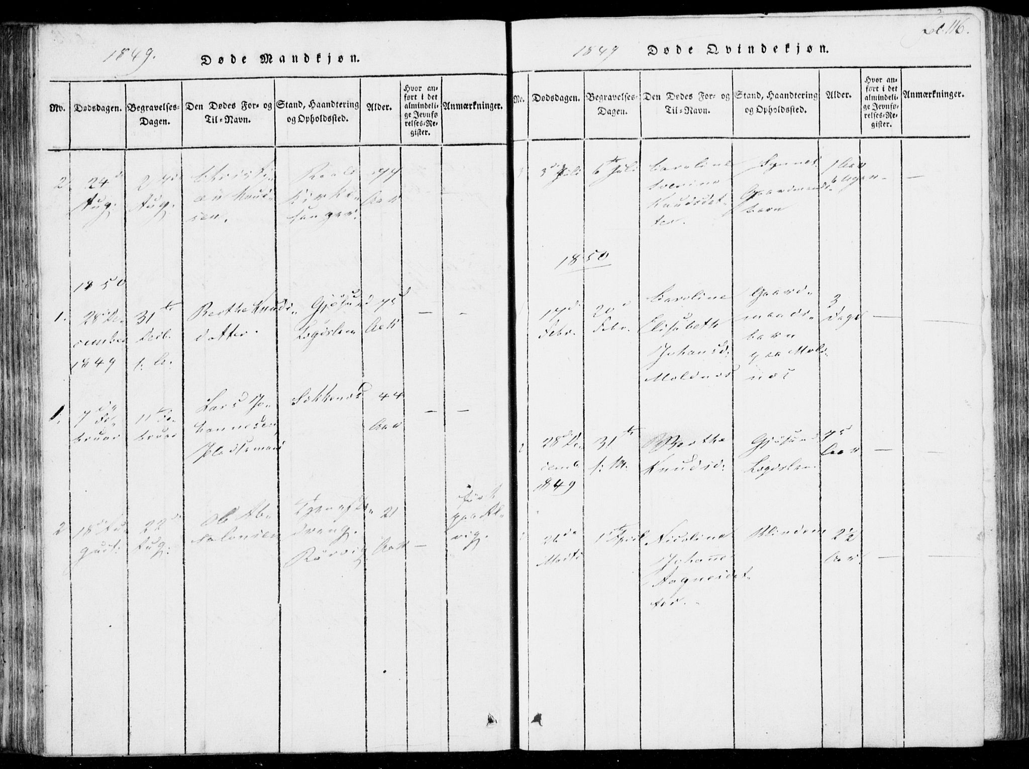 Ministerialprotokoller, klokkerbøker og fødselsregistre - Møre og Romsdal, SAT/A-1454/537/L0517: Parish register (official) no. 537A01, 1818-1862, p. 116