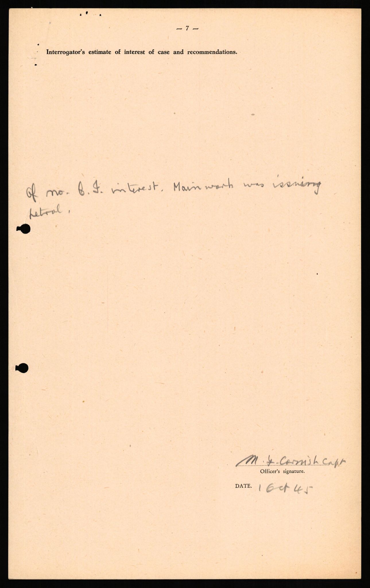 Forsvaret, Forsvarets overkommando II, AV/RA-RAFA-3915/D/Db/L0018: CI Questionaires. Tyske okkupasjonsstyrker i Norge. Tyskere., 1945-1946, p. 191