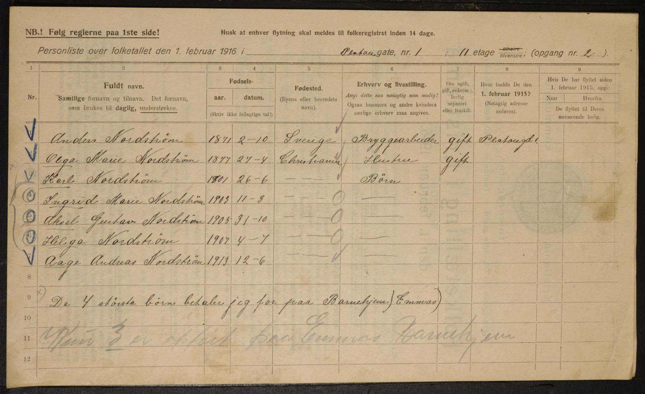 OBA, Municipal Census 1916 for Kristiania, 1916, p. 82126