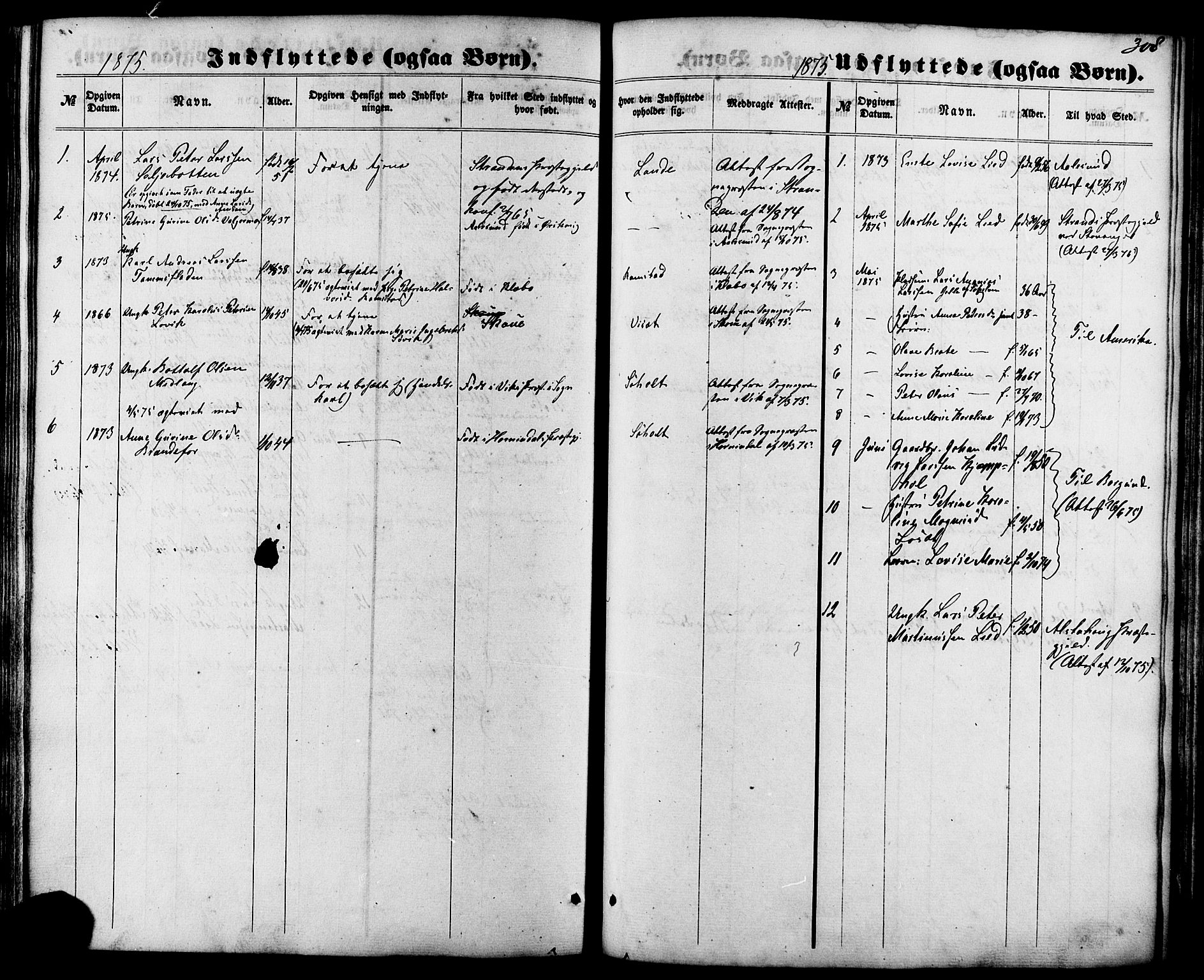 Ministerialprotokoller, klokkerbøker og fødselsregistre - Møre og Romsdal, SAT/A-1454/522/L0314: Parish register (official) no. 522A09, 1863-1877, p. 308