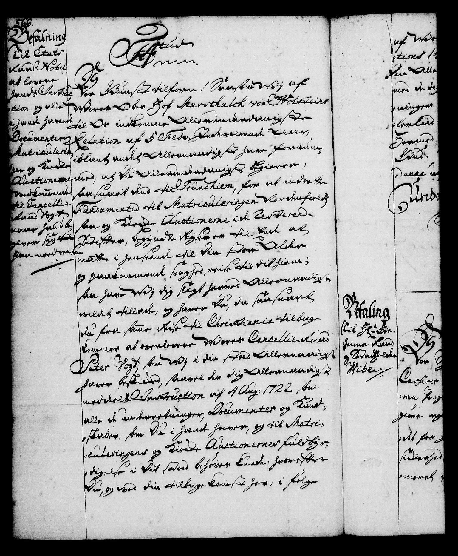 Rentekammeret, Kammerkanselliet, RA/EA-3111/G/Gg/Gga/L0001: Norsk ekspedisjonsprotokoll med register (merket RK 53.1), 1720-1723, p. 566