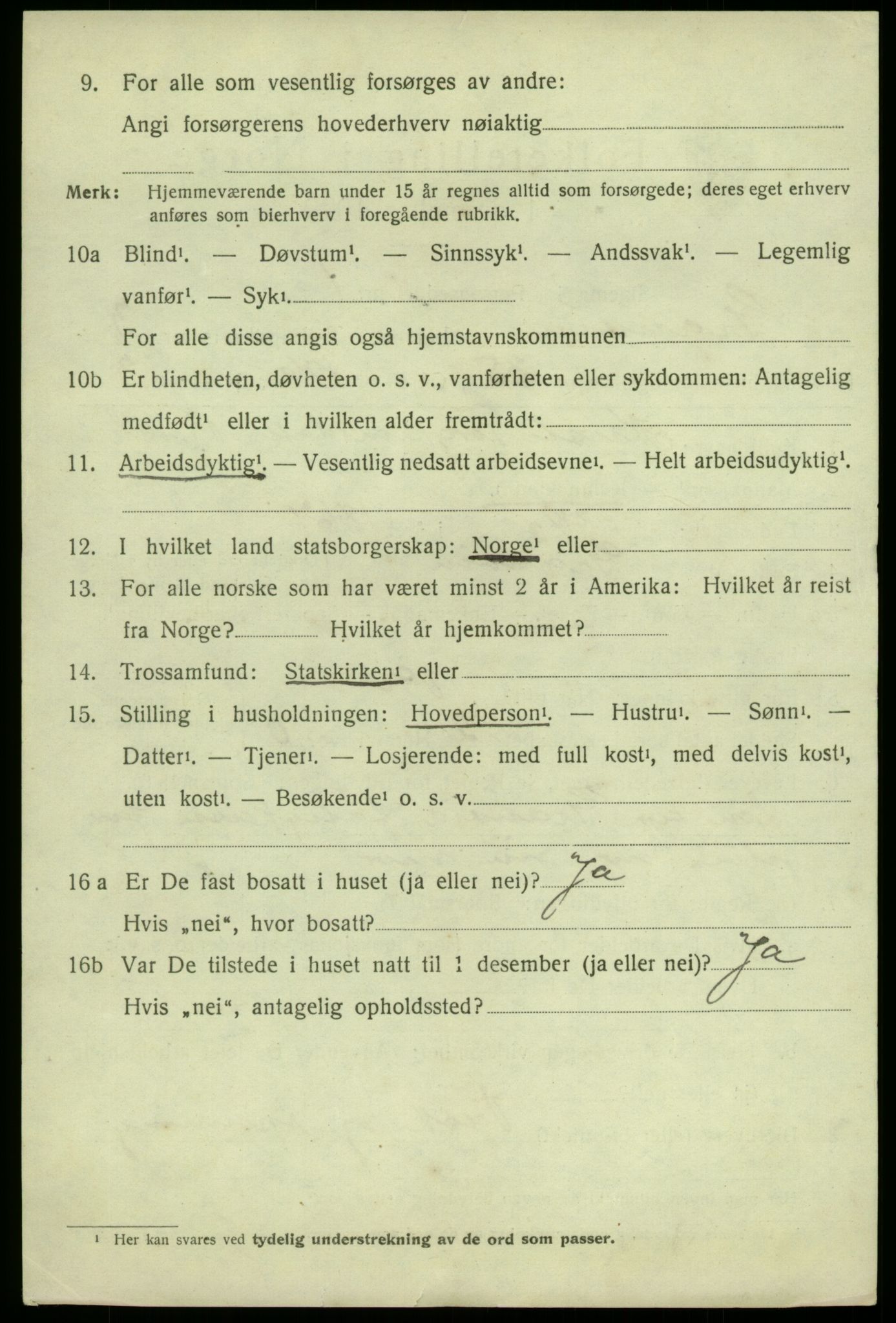 SAB, 1920 census for Granvin, 1920, p. 1539