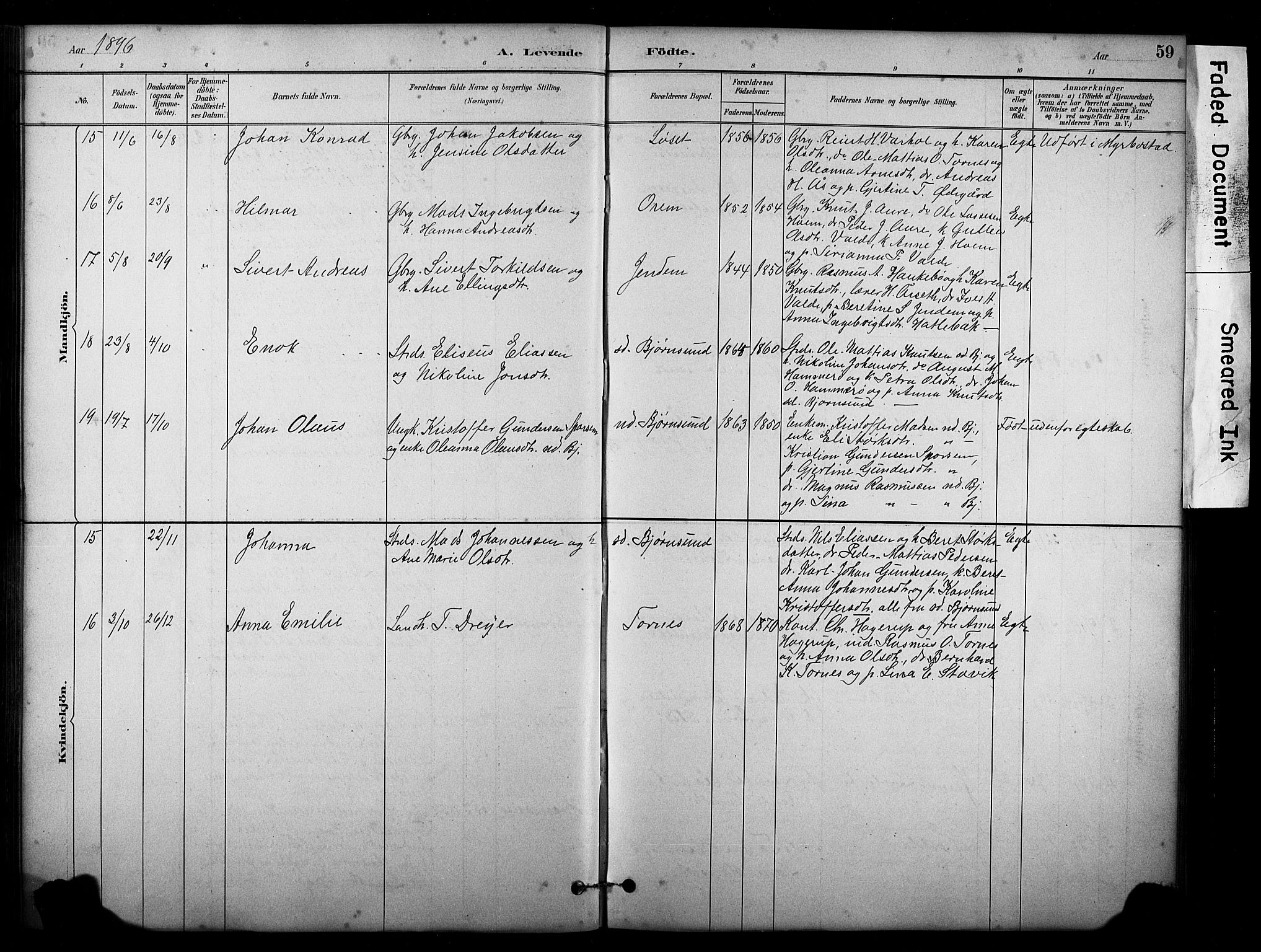 Ministerialprotokoller, klokkerbøker og fødselsregistre - Møre og Romsdal, SAT/A-1454/565/L0755: Parish register (copy) no. 565C04, 1883-1903, p. 59