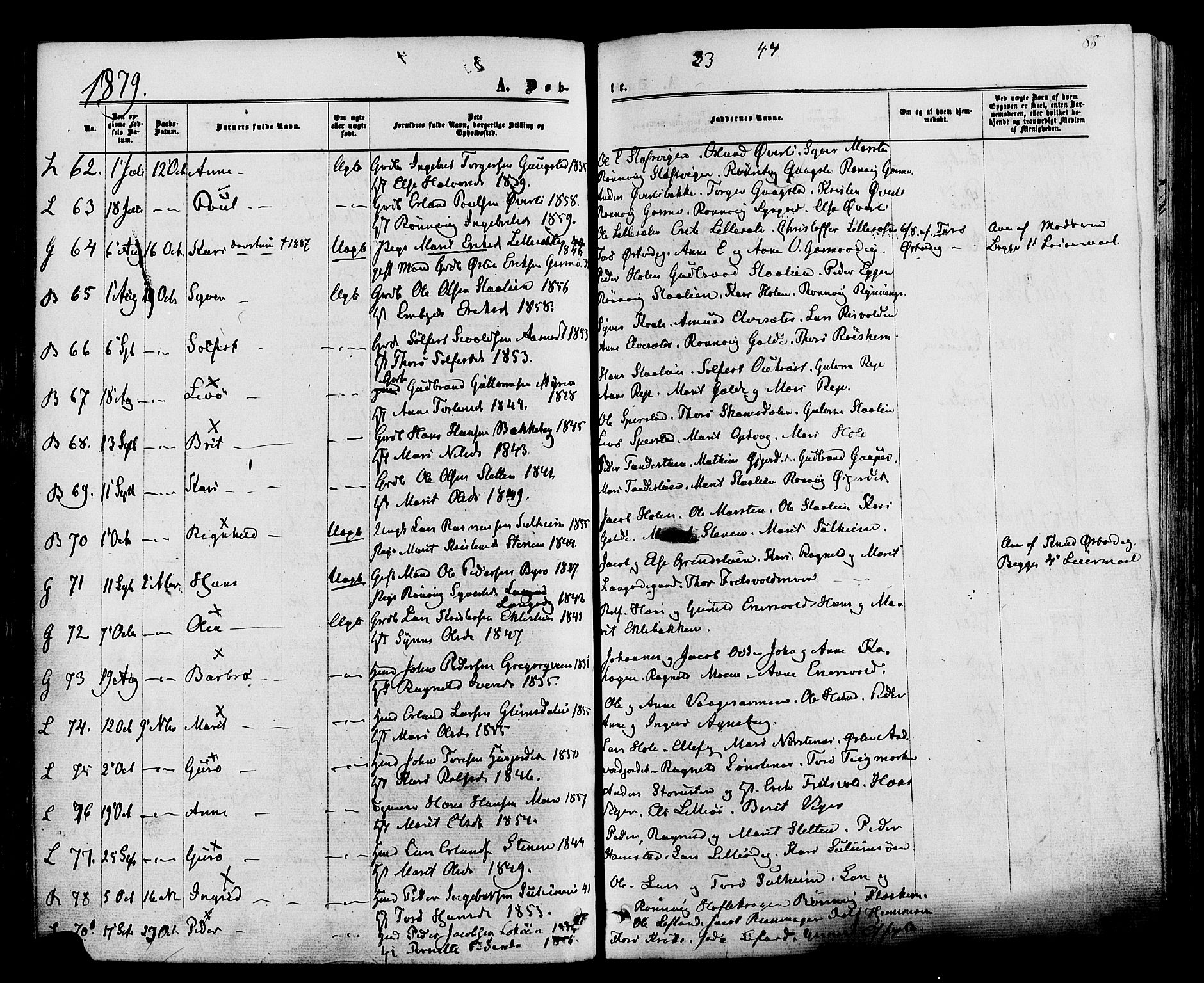 Lom prestekontor, SAH/PREST-070/K/L0007: Parish register (official) no. 7, 1863-1884, p. 88