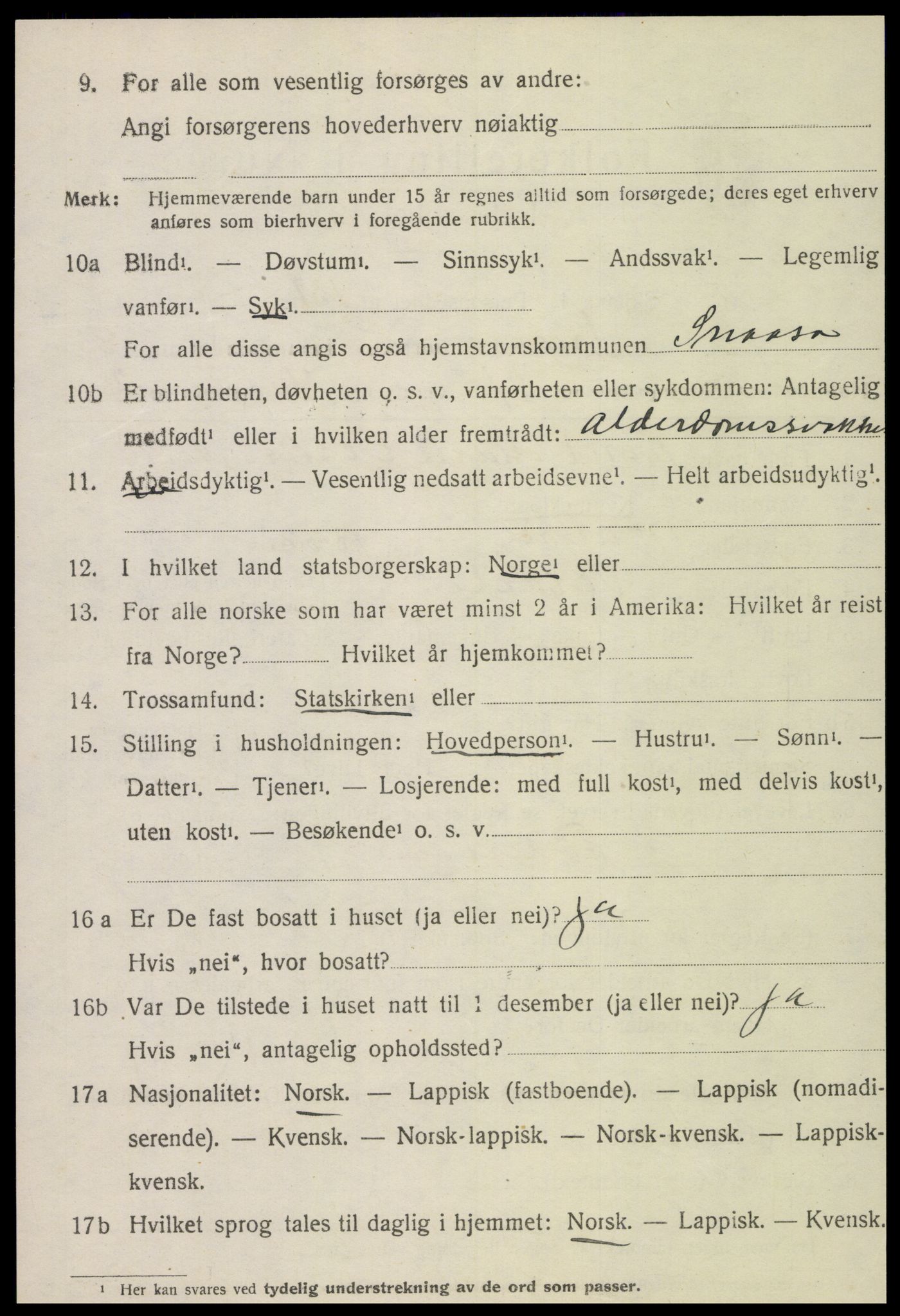 SAT, 1920 census for Snåsa, 1920, p. 3431