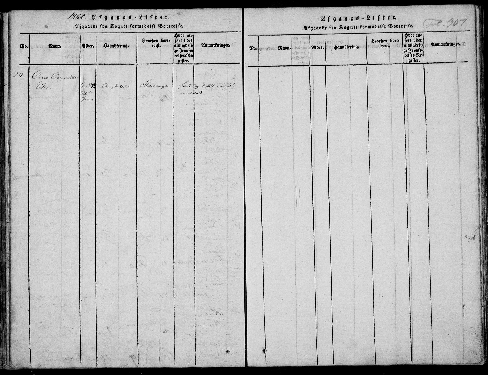 Nedstrand sokneprestkontor, AV/SAST-A-101841/01/IV: Parish register (official) no. A 7, 1816-1870, p. 307