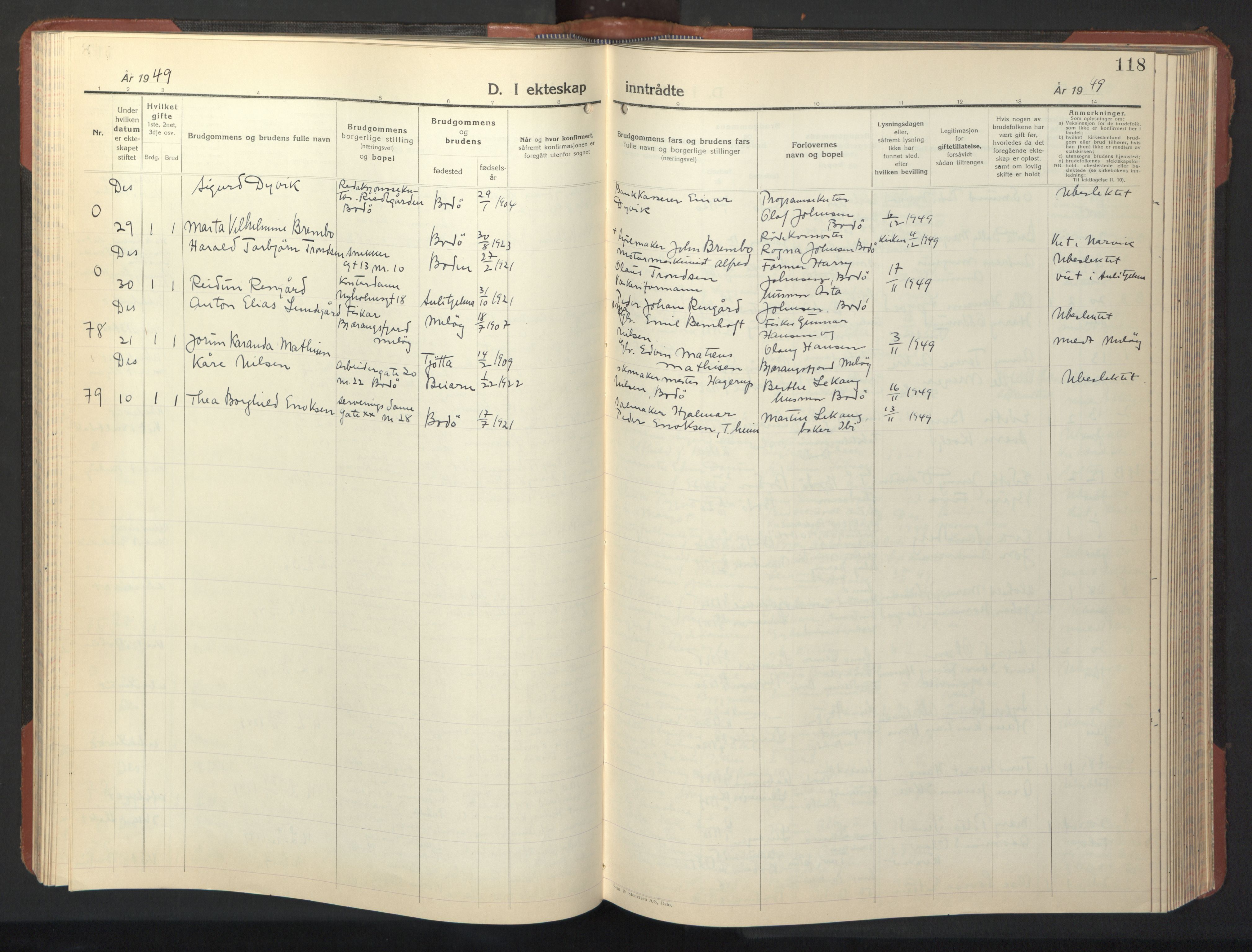 Ministerialprotokoller, klokkerbøker og fødselsregistre - Nordland, SAT/A-1459/801/L0038: Parish register (copy) no. 801C13, 1935-1951, p. 118
