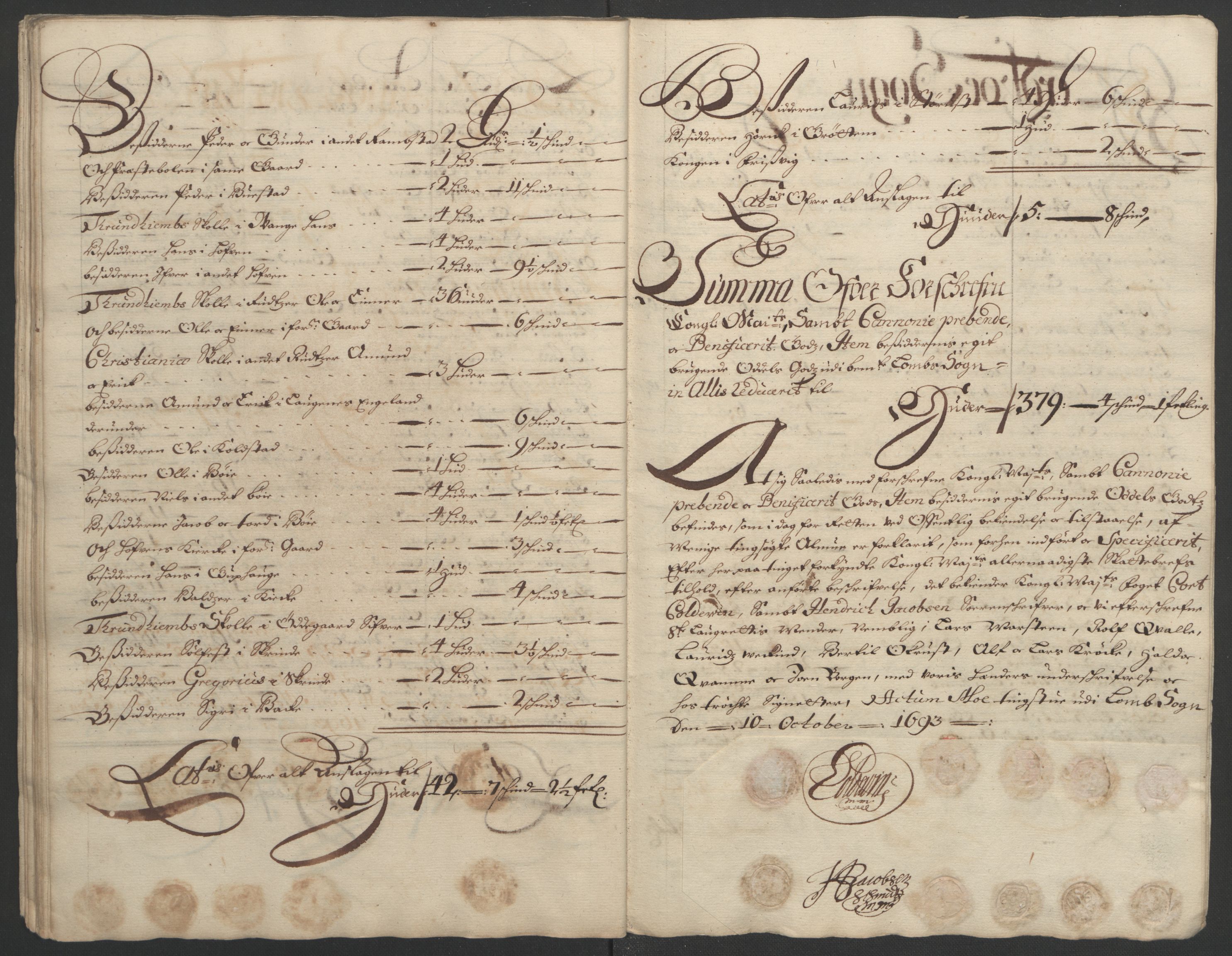 Rentekammeret inntil 1814, Reviderte regnskaper, Fogderegnskap, AV/RA-EA-4092/R17/L1167: Fogderegnskap Gudbrandsdal, 1693, p. 309