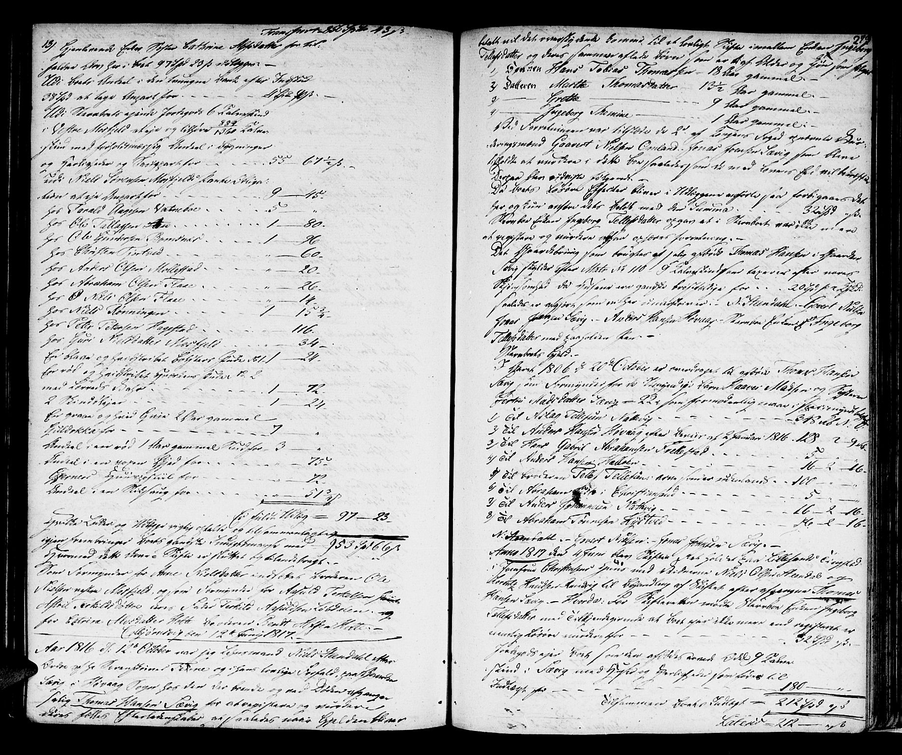 Nedenes sorenskriveri før 1824, SAK/1221-0007/H/Hc/L0055: Skifteprotokoll med register nr 40a, 1815-1820, p. 272b-273a
