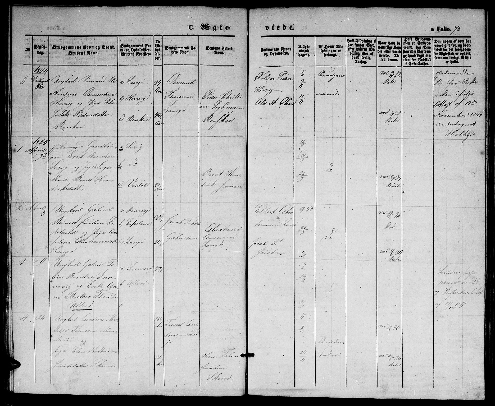 Herad sokneprestkontor, AV/SAK-1111-0018/F/Fb/Fbb/L0002: Parish register (copy) no. B 2, 1853-1871, p. 78