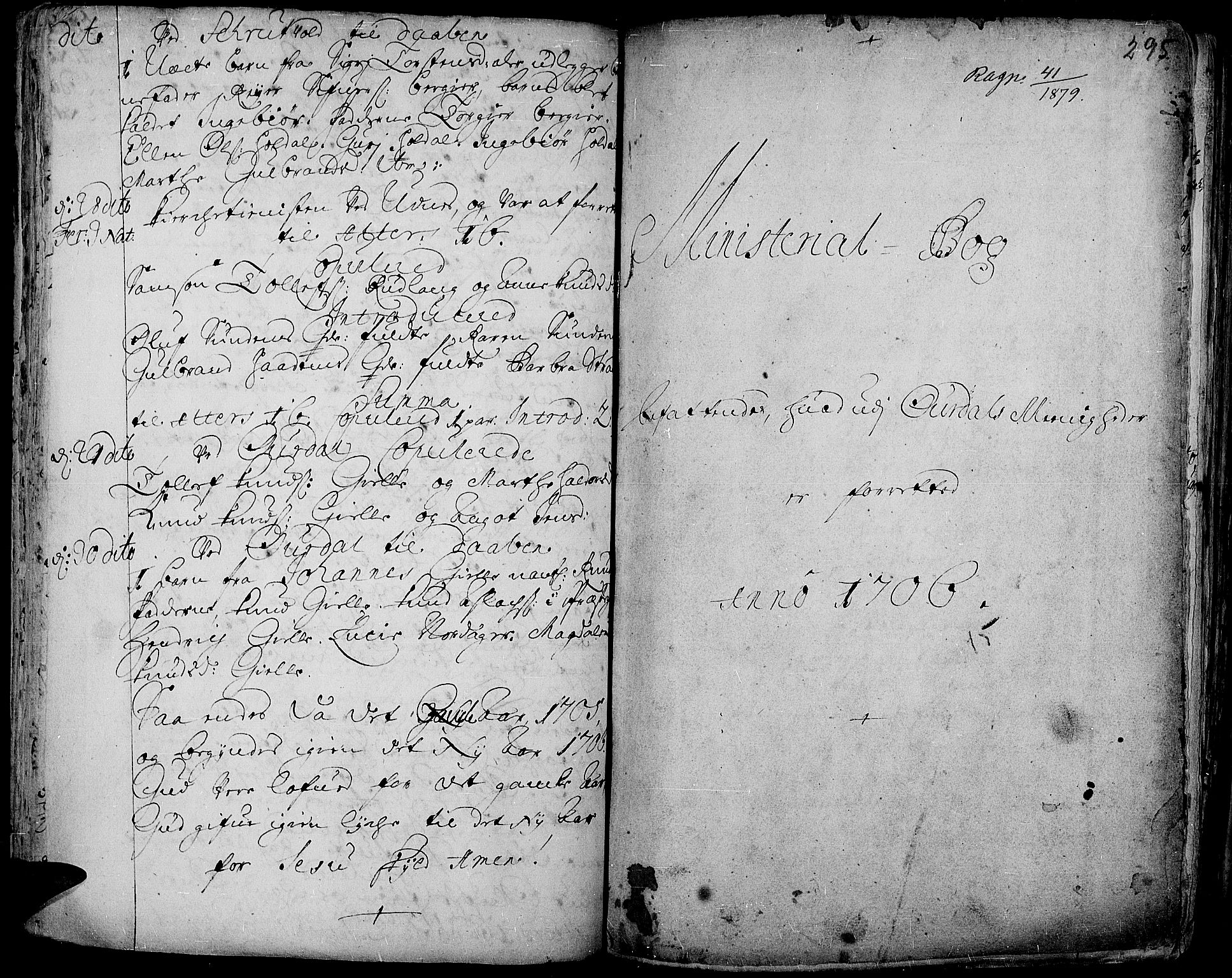 Aurdal prestekontor, SAH/PREST-126/H/Ha/Haa/L0001: Parish register (official) no. 1-3, 1692-1730, p. 295