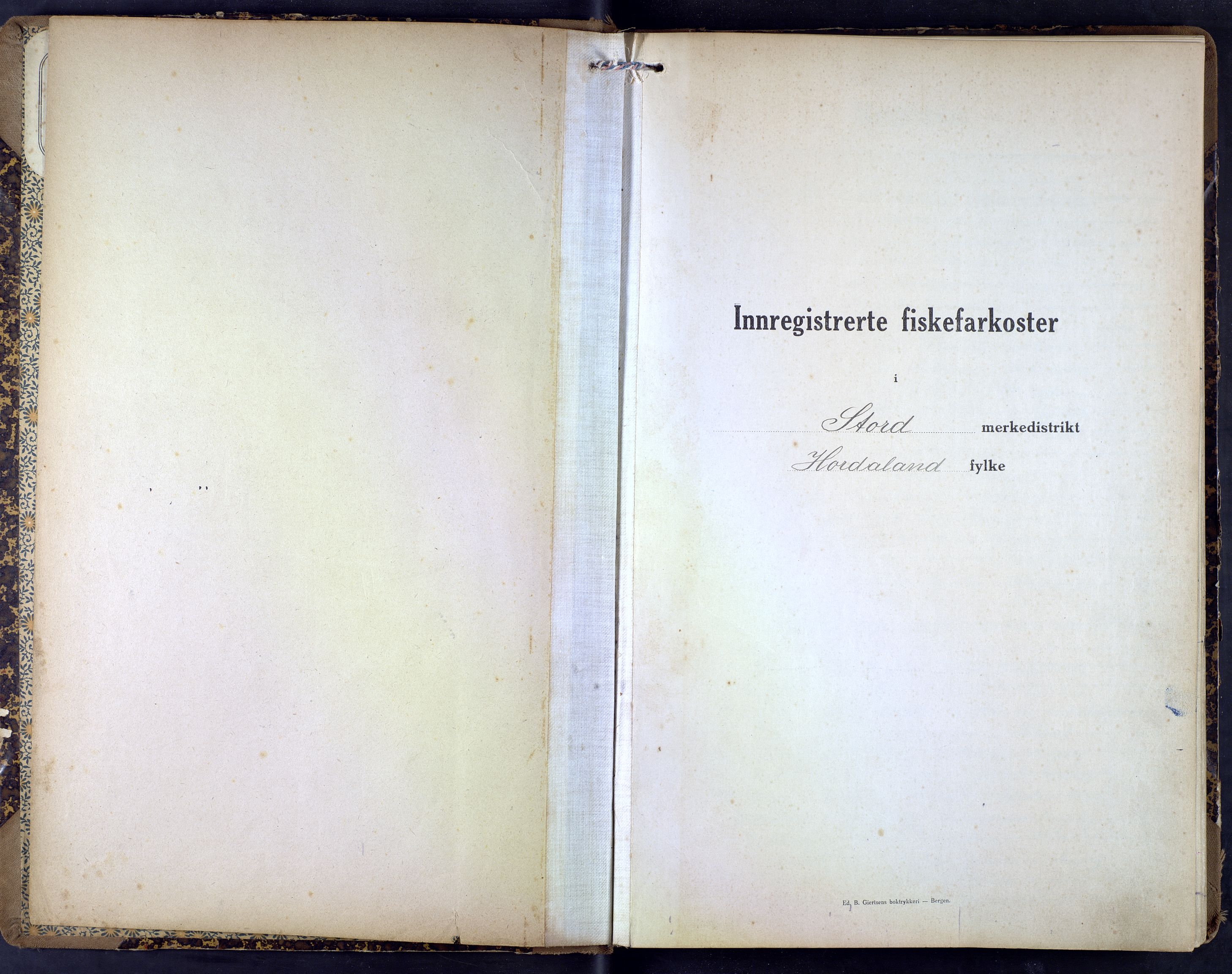 Fiskeridirektoratet - 1 Adm. ledelse - 13 Båtkontoret, SAB/A-2003/I/Ia/Iah/L0112: 135.0841/1 Merkeprotokoll - Stord, 1920-1941