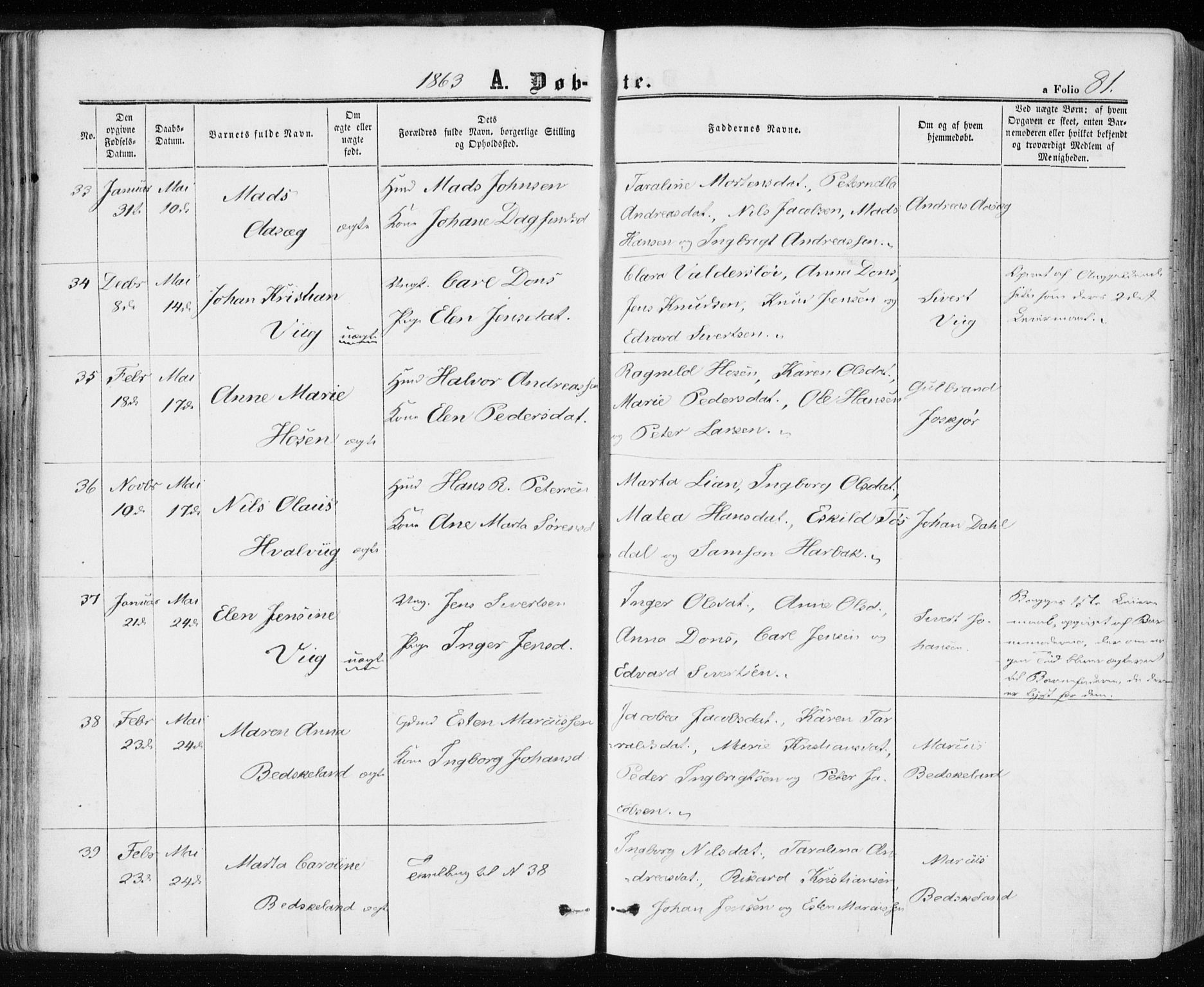 Ministerialprotokoller, klokkerbøker og fødselsregistre - Sør-Trøndelag, AV/SAT-A-1456/657/L0705: Parish register (official) no. 657A06, 1858-1867, p. 81