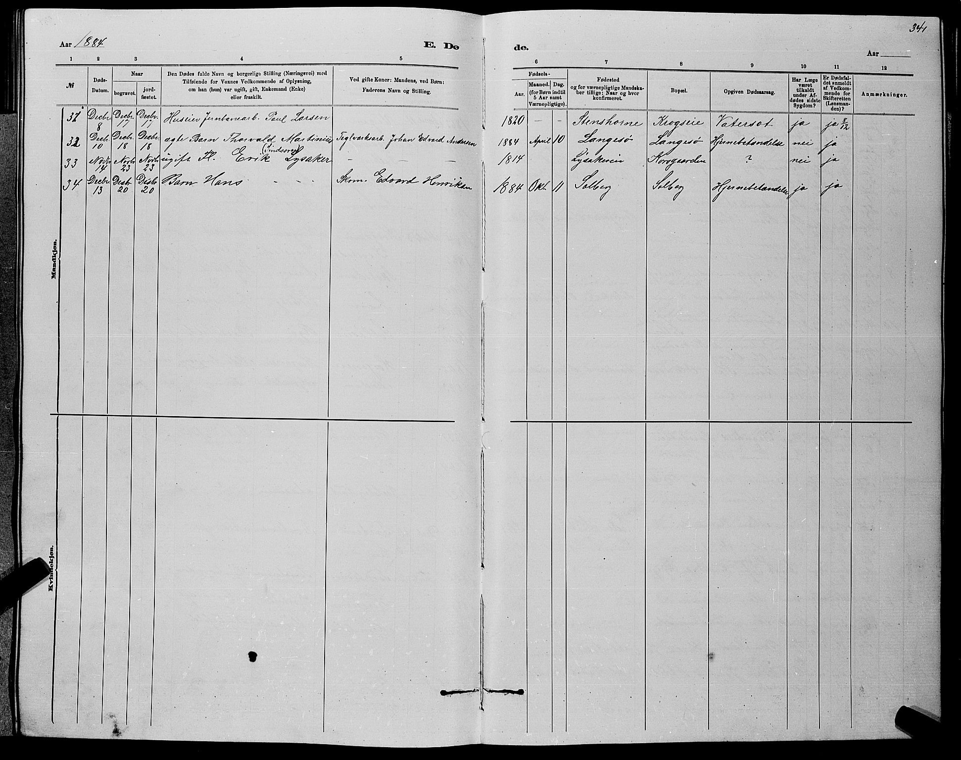 Nedre Eiker kirkebøker, AV/SAKO-A-612/G/Ga/L0002: Parish register (copy) no. 2, 1880-1896, p. 341