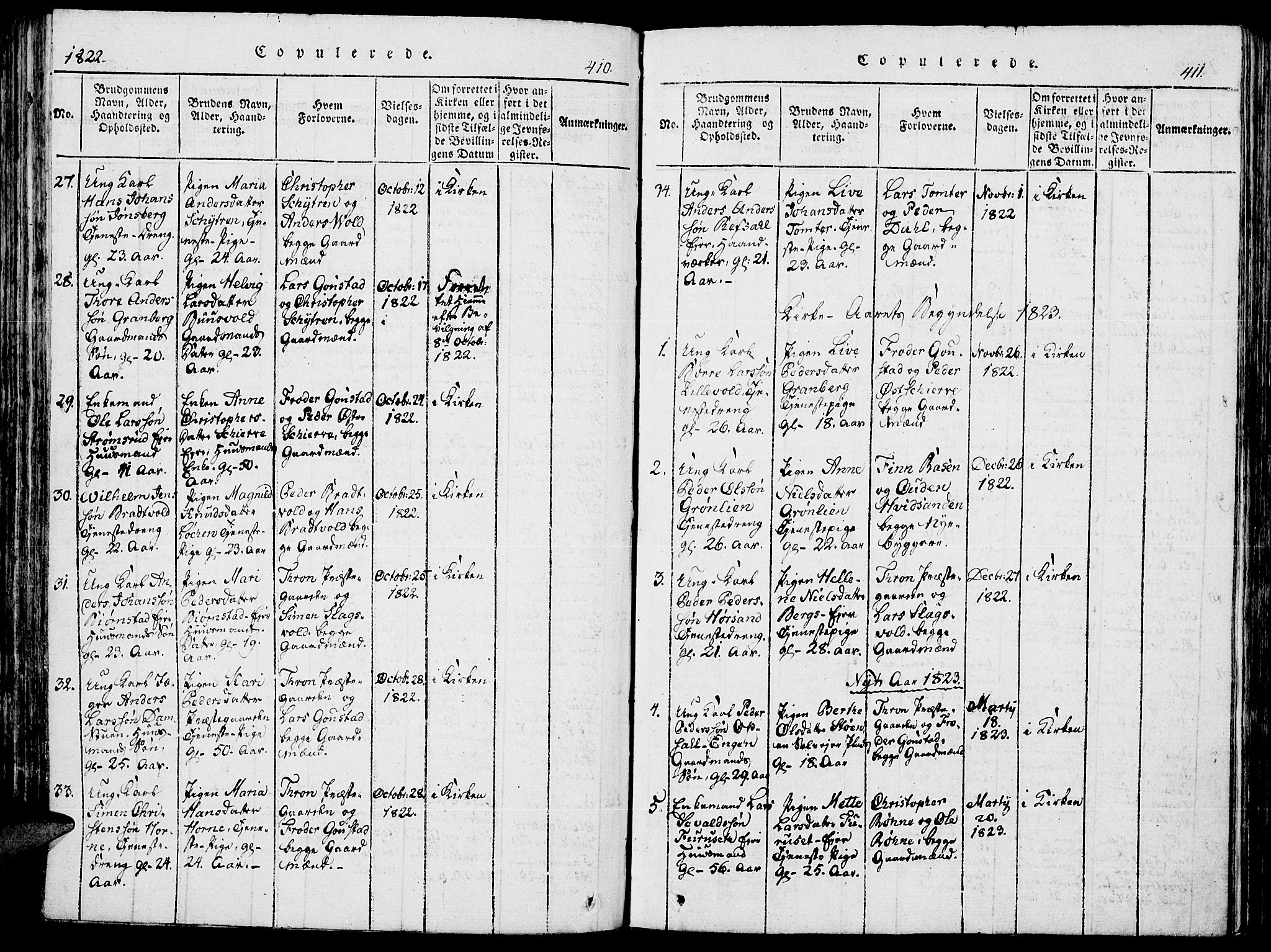 Romedal prestekontor, SAH/PREST-004/K/L0002: Parish register (official) no. 2, 1814-1828, p. 410-411