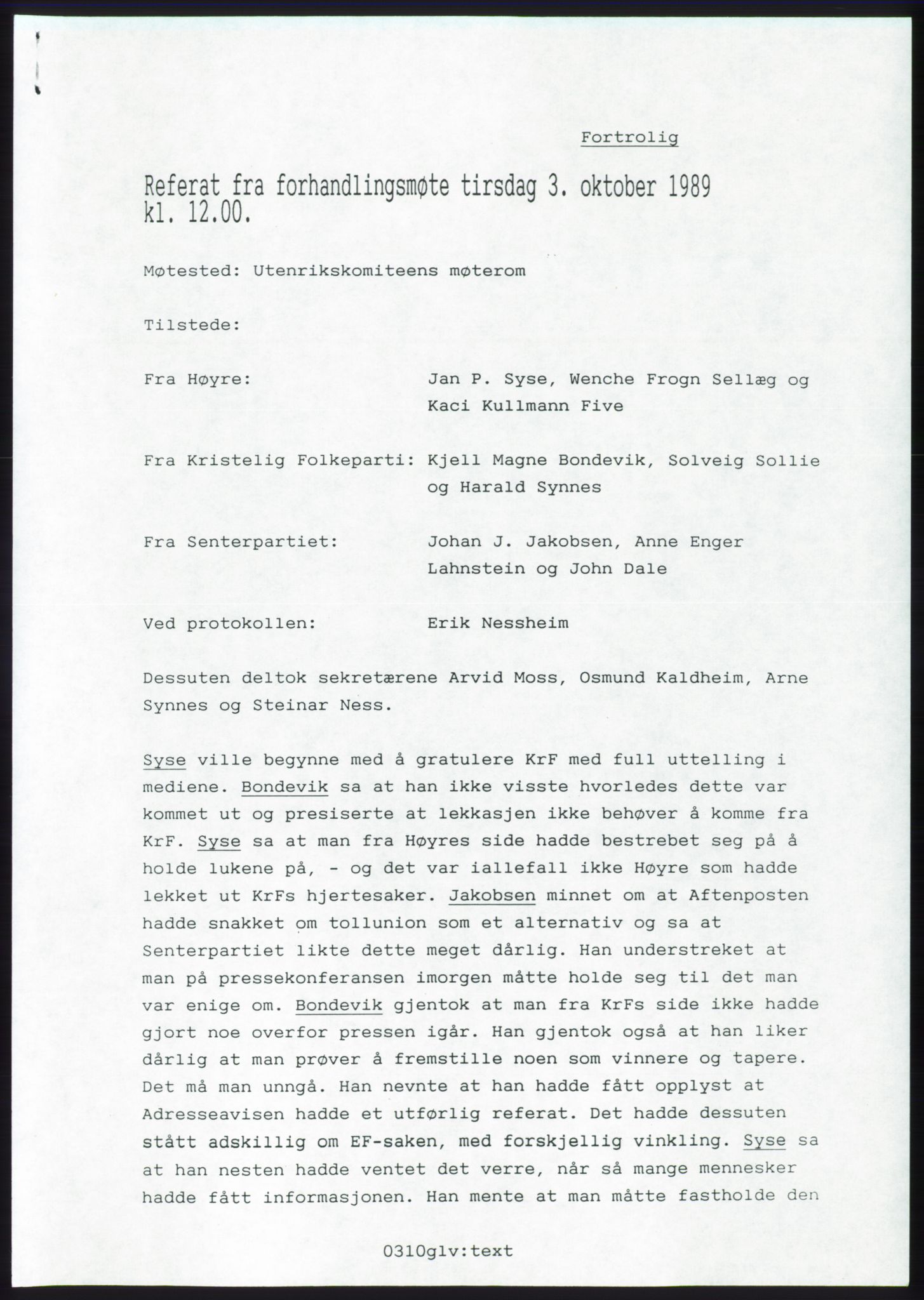 Forhandlingsmøtene 1989 mellom Høyre, KrF og Senterpartiet om dannelse av regjering, RA/PA-0697/A/L0001: Forhandlingsprotokoll med vedlegg, 1989, p. 475