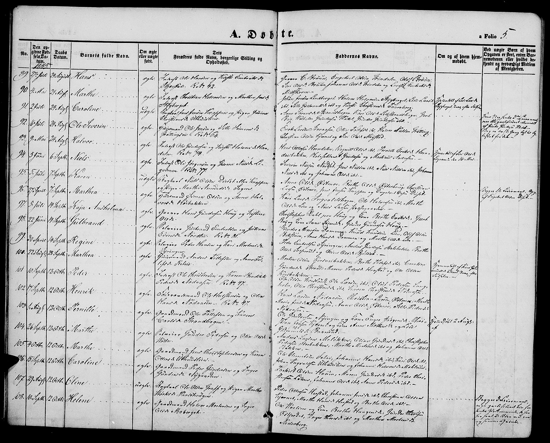 Elverum prestekontor, SAH/PREST-044/H/Ha/Hab/L0002: Parish register (copy) no. 2, 1845-1855, p. 5