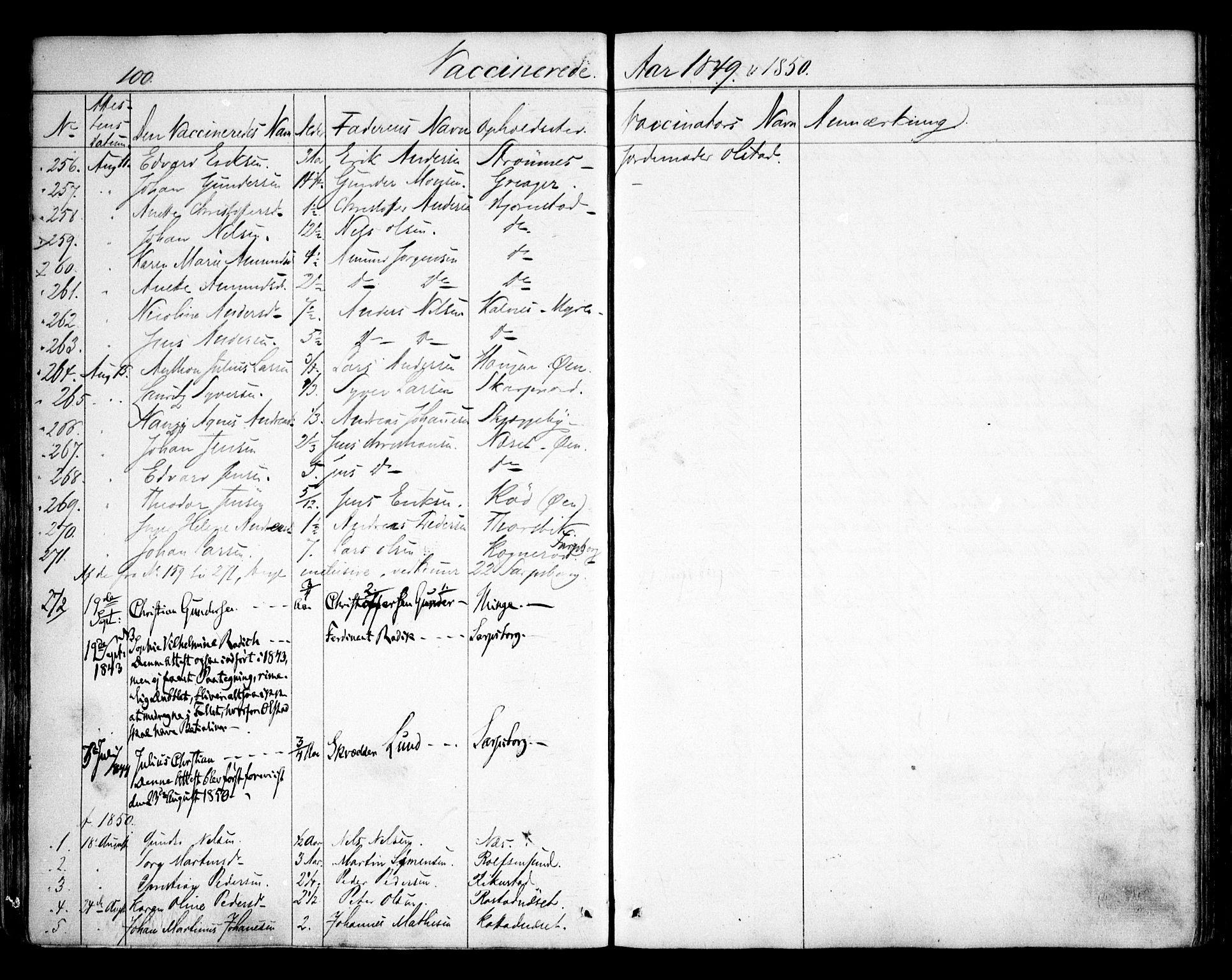 Tune prestekontor Kirkebøker, SAO/A-2007/F/Fa/L0010b: Parish register (official) no. 10B, 1847-1852, p. 100