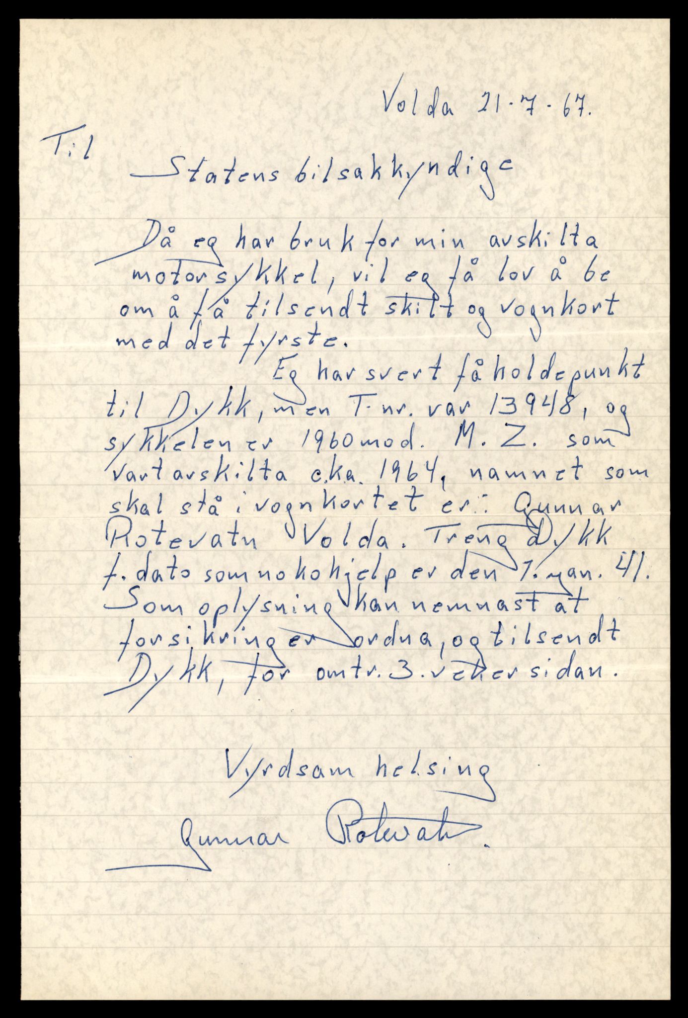 Møre og Romsdal vegkontor - Ålesund trafikkstasjon, AV/SAT-A-4099/F/Fe/L0042: Registreringskort for kjøretøy T 13906 - T 14079, 1927-1998, p. 707