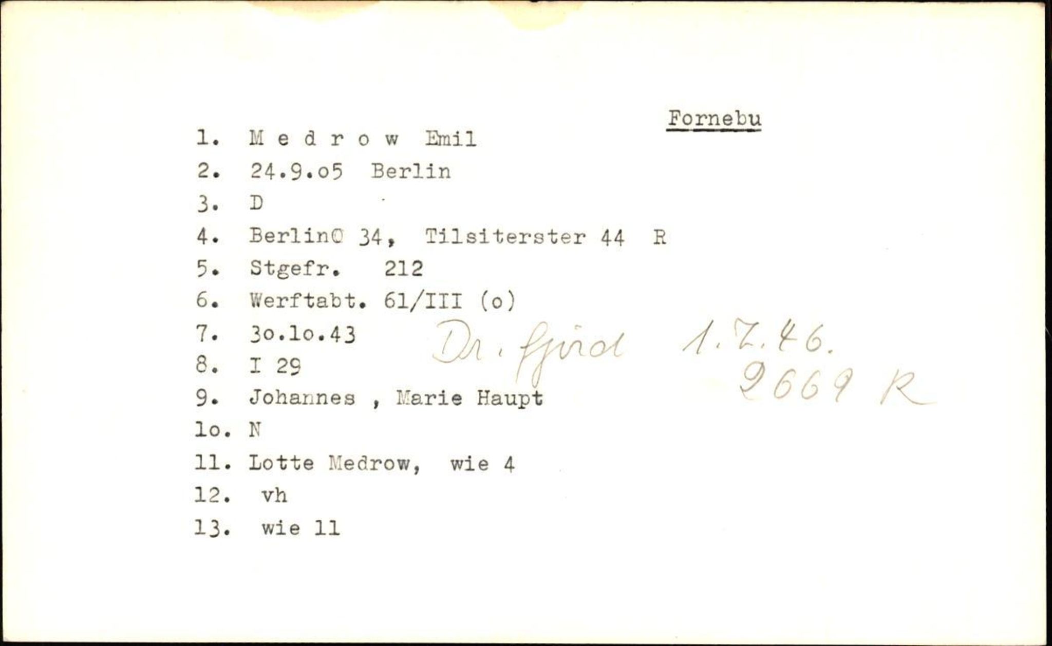 Hjemsendte tyskere , RA/RAFA-6487/D/Db/L0019: Medrow-Mulsow, 1945-1947, p. 3