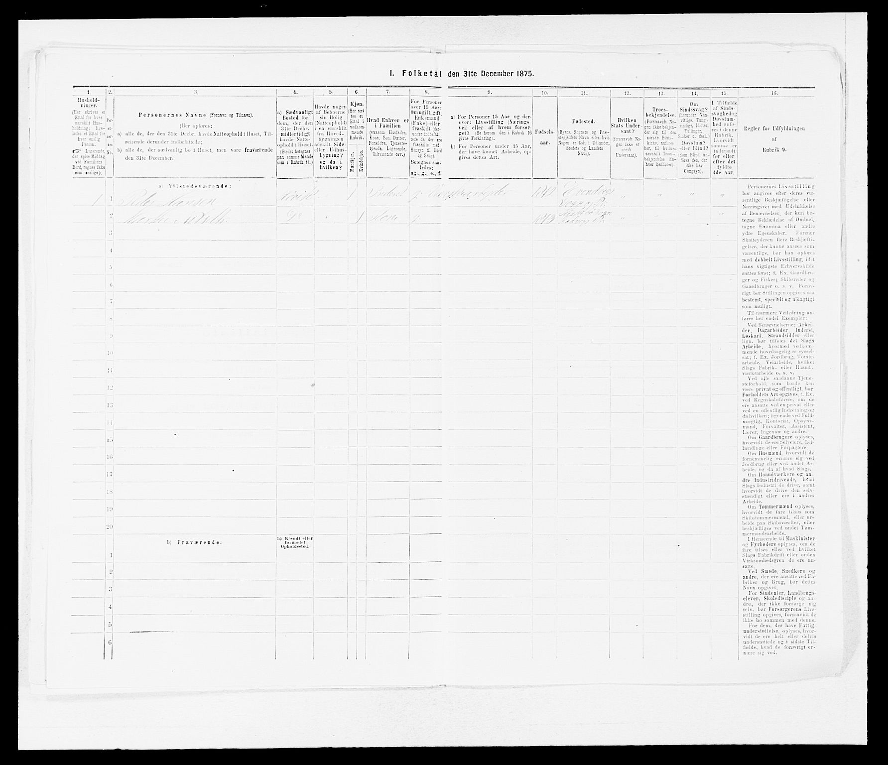 SAB, 1875 census for 1411P Eivindvik, 1875, p. 541