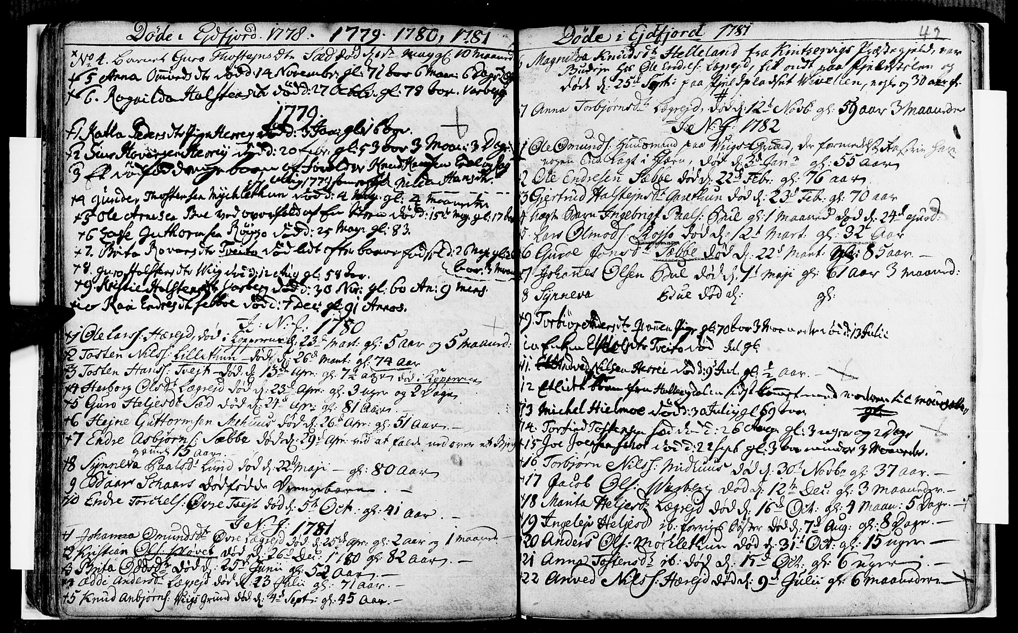 Ulvik sokneprestembete, AV/SAB-A-78801/H/Haa: Parish register (official) no. A 8, 1743-1792, p. 42
