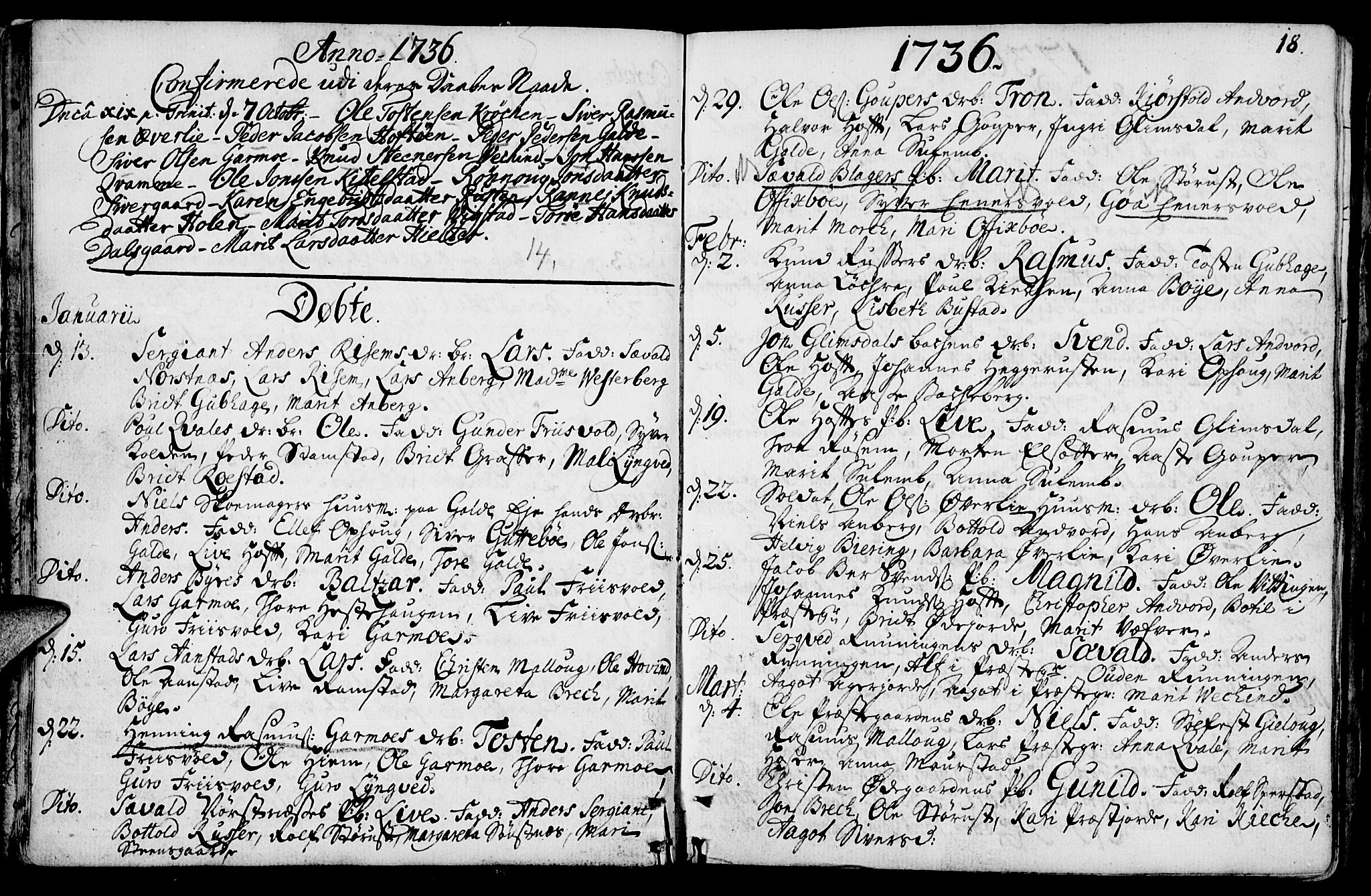 Lom prestekontor, SAH/PREST-070/K/L0001: Parish register (official) no. 1, 1733-1748, p. 18