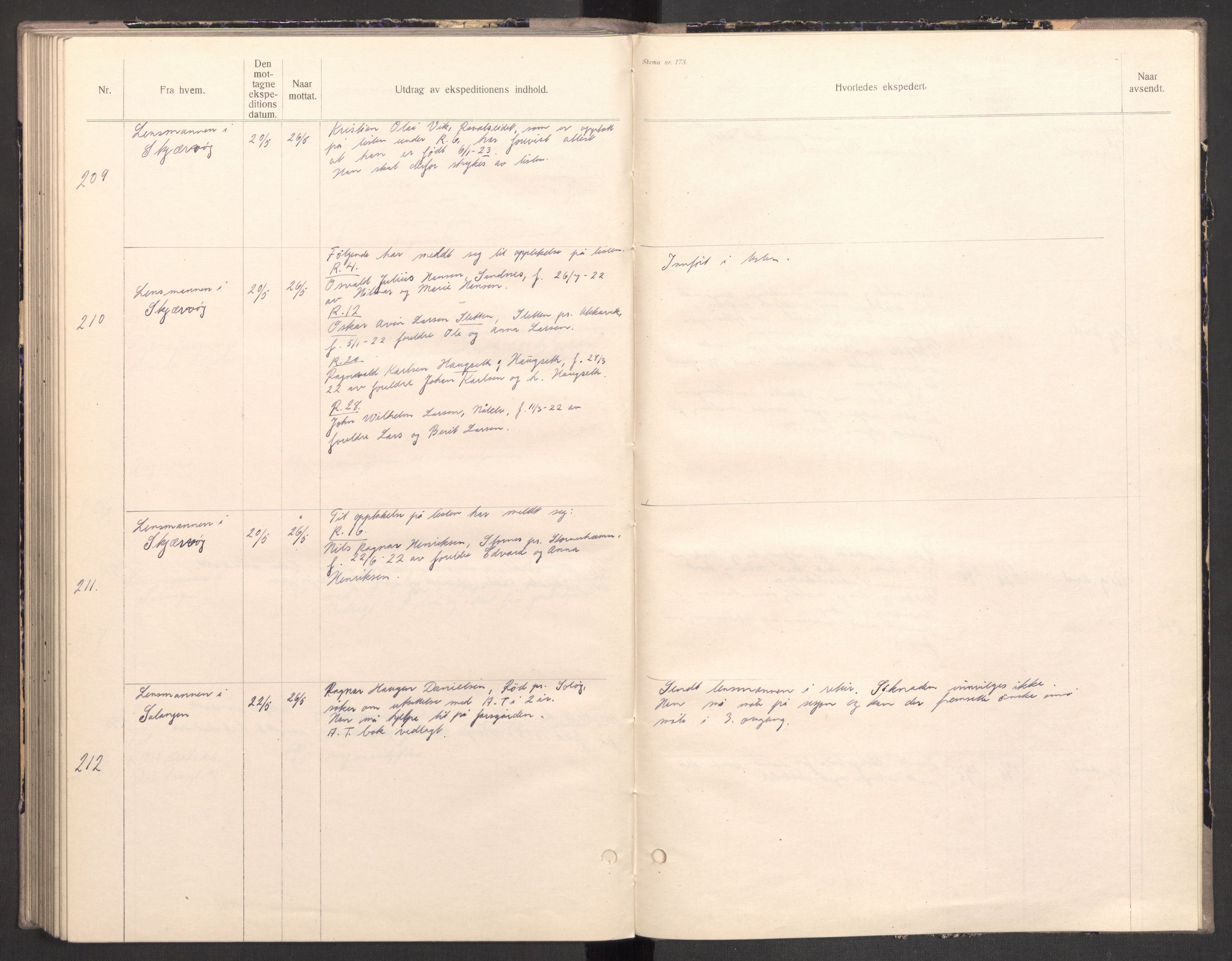 Norges arbeidstjeneste, AV/RA-S-5014/C/Ca/L0001: Journal for utskrivning Nordland og Troms, 1940-1942, p. 188