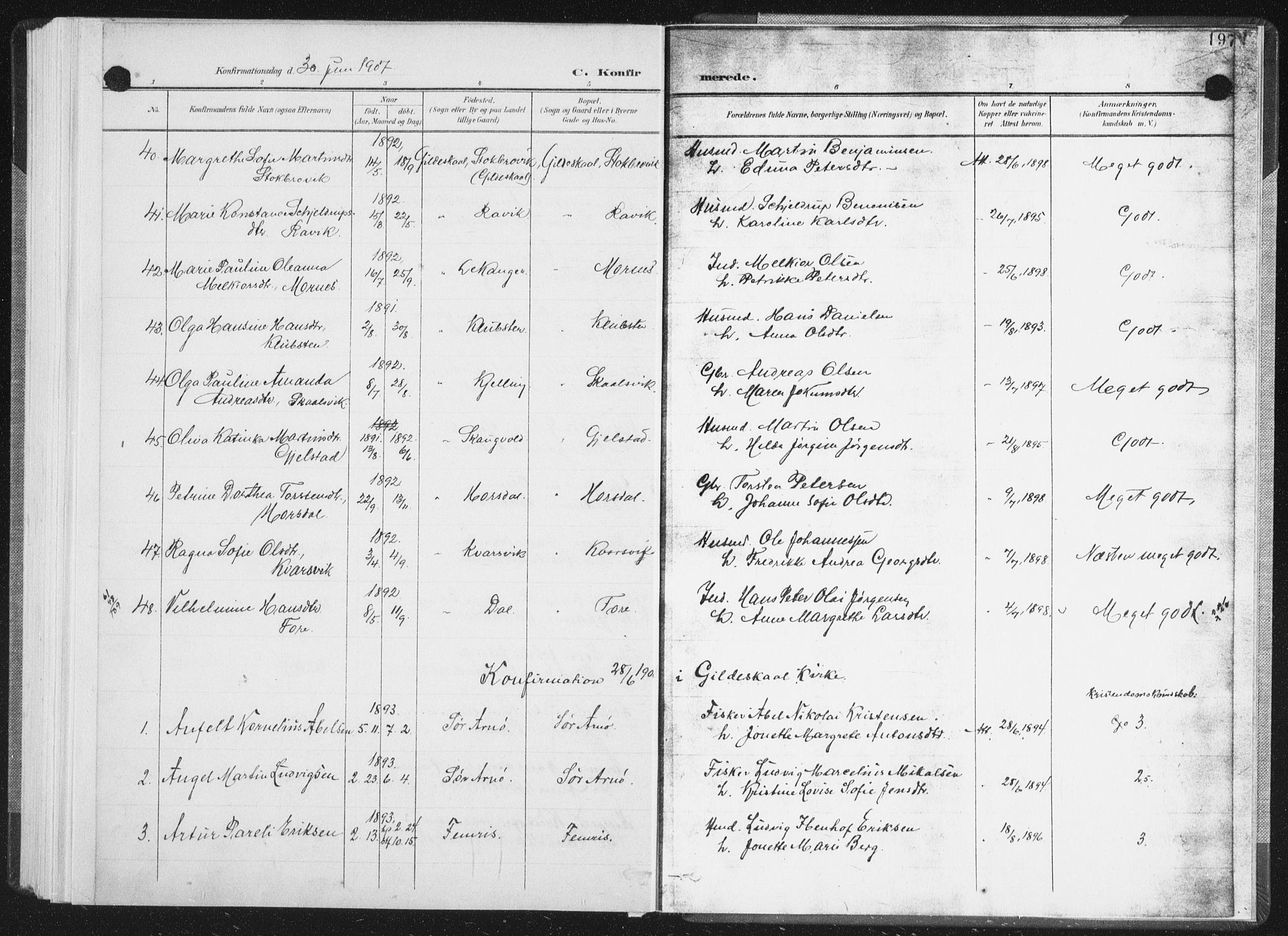 Ministerialprotokoller, klokkerbøker og fødselsregistre - Nordland, AV/SAT-A-1459/805/L0102: Parish register (official) no. 805A08I, 1900-1909, p. 197