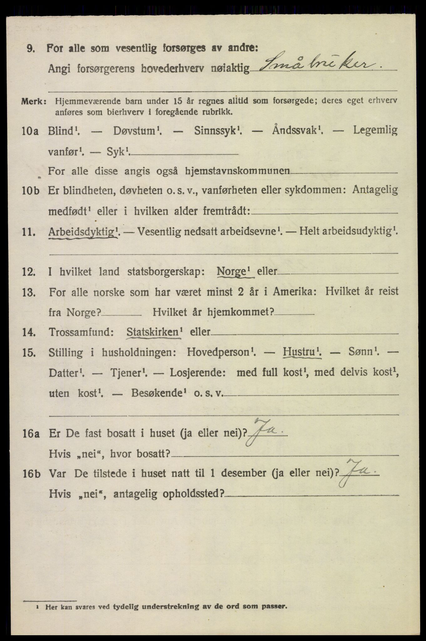 SAH, 1920 census for Trysil, 1920, p. 7886