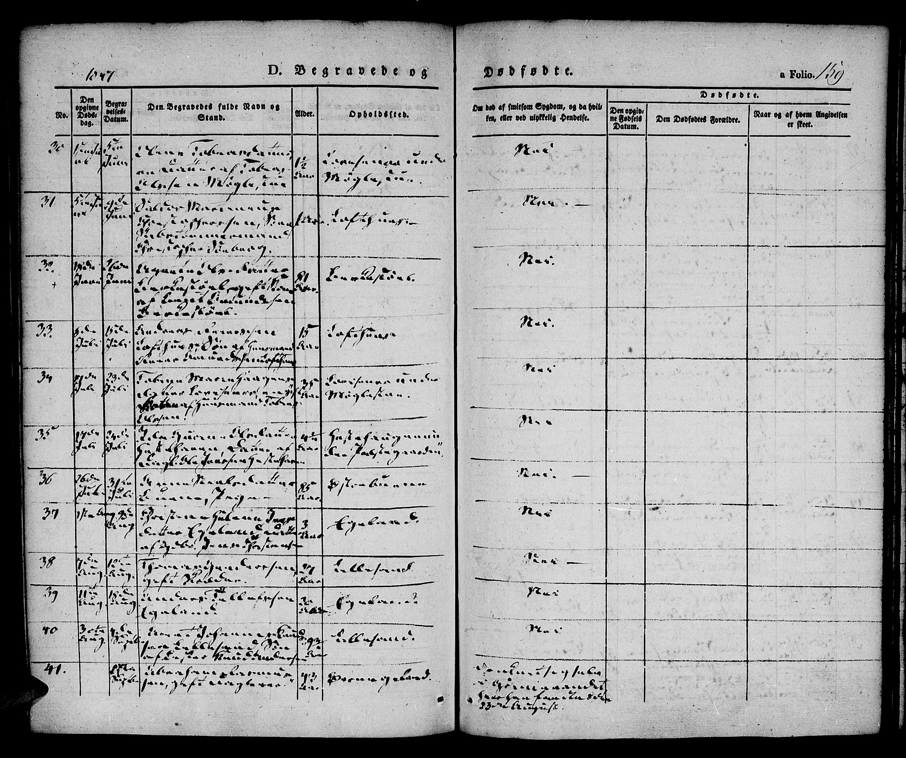 Vestre Moland sokneprestkontor, AV/SAK-1111-0046/F/Fa/Fab/L0005: Parish register (official) no. A 5, 1841-1849, p. 159