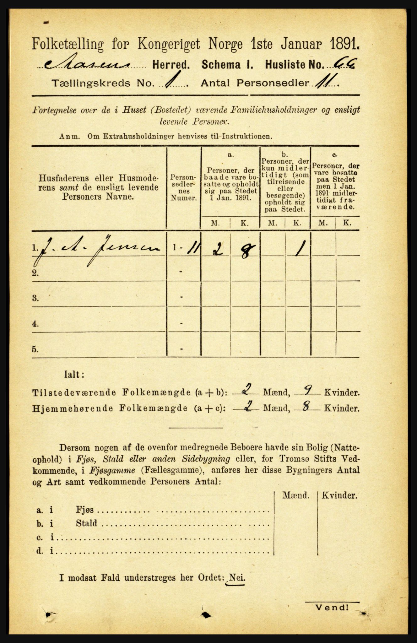 RA, 1891 census for 1716 Åsen, 1891, p. 82