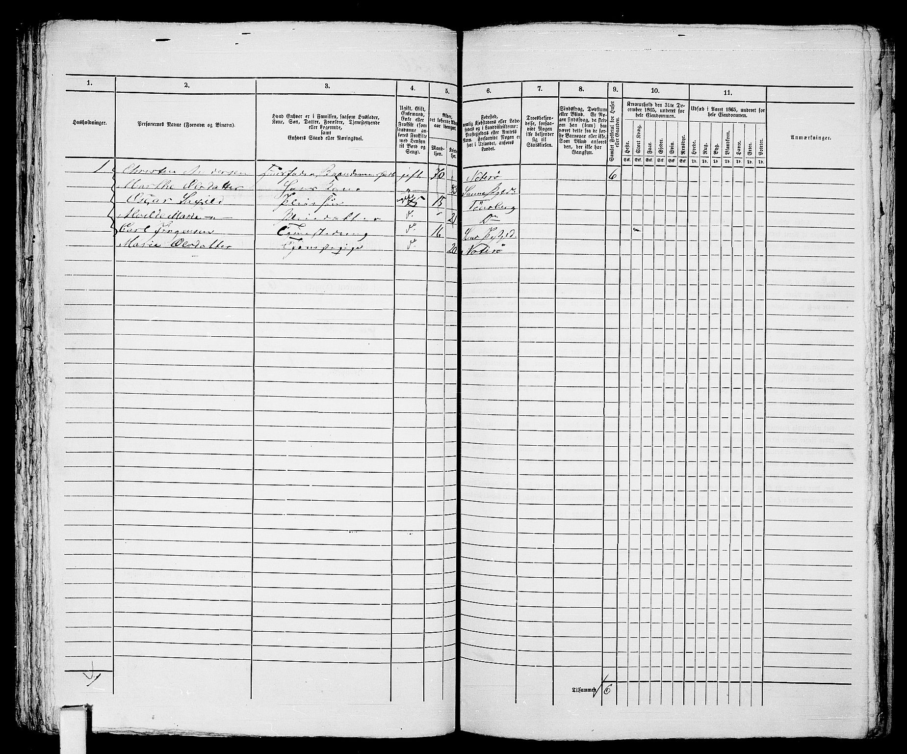 RA, 1865 census for Tønsberg, 1865, p. 490