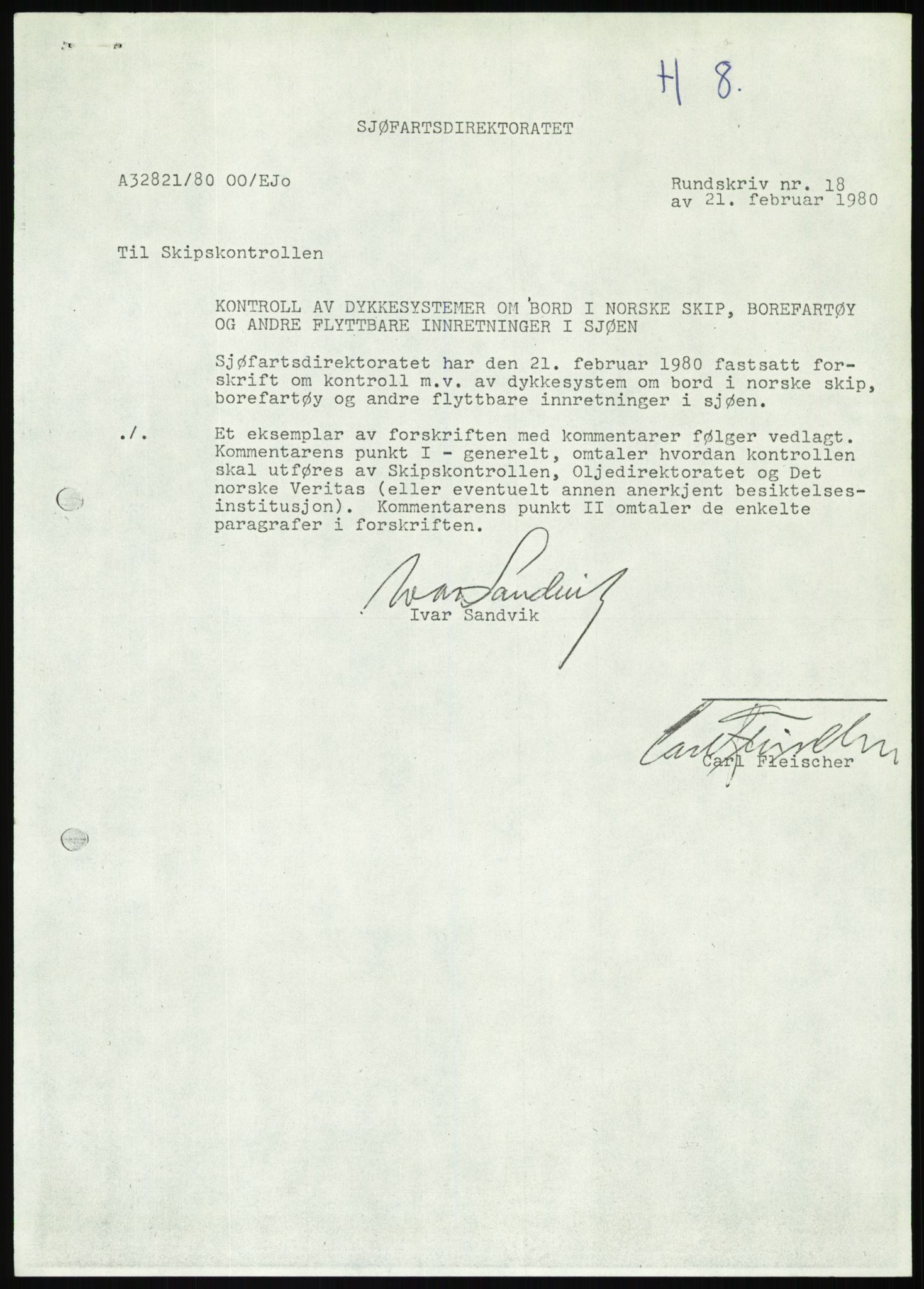 Justisdepartementet, Granskningskommisjonen ved Alexander Kielland-ulykken 27.3.1980, AV/RA-S-1165/D/L0012: H Sjøfartsdirektoratet/Skipskontrollen (Doku.liste + H1-H11, H13, H16-H22 av 52), 1980-1981, p. 448