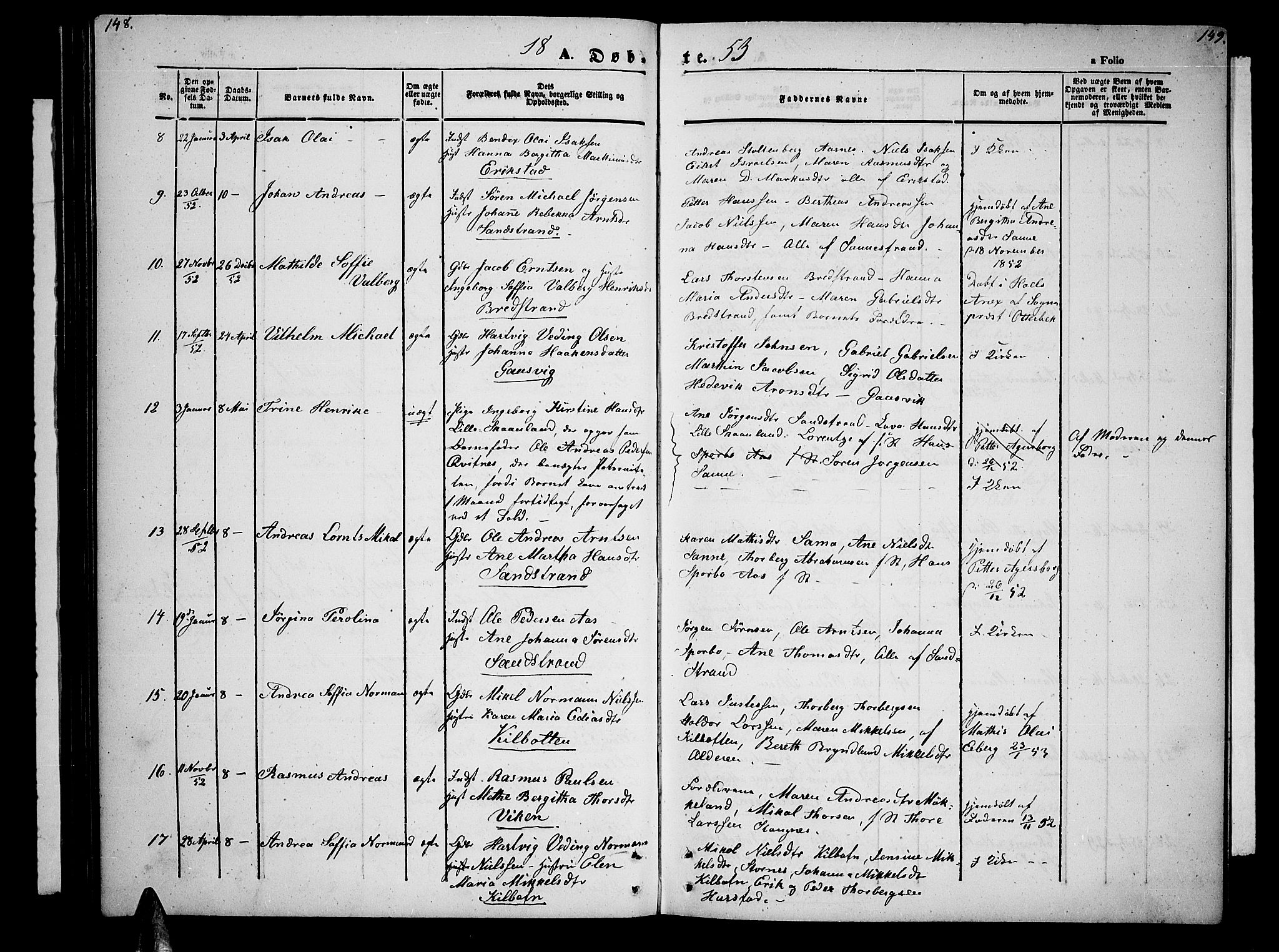 Trondenes sokneprestkontor, AV/SATØ-S-1319/H/Hb/L0006klokker: Parish register (copy) no. 6, 1845-1855, p. 148-149