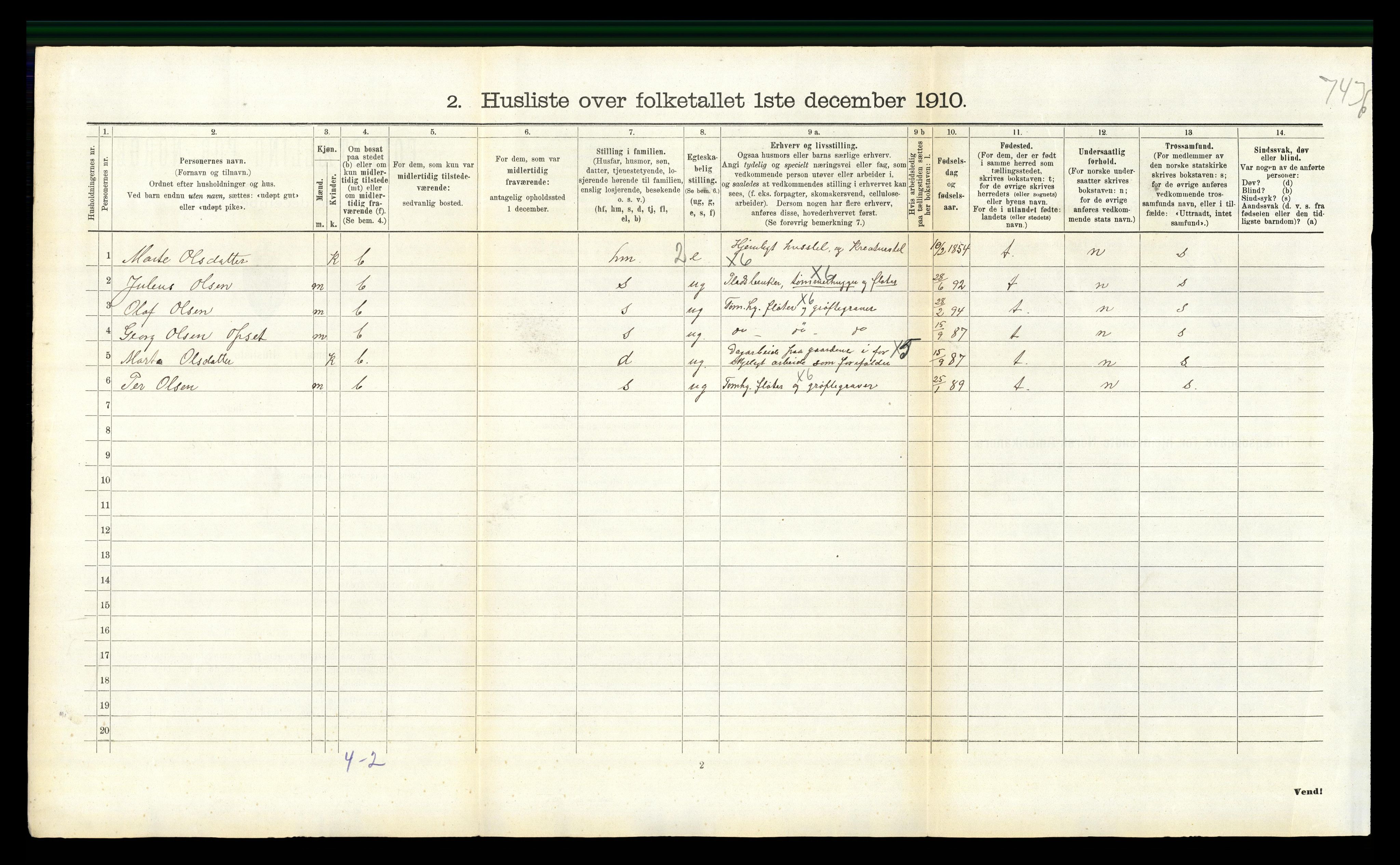 RA, 1910 census for Trysil, 1910, p. 1202