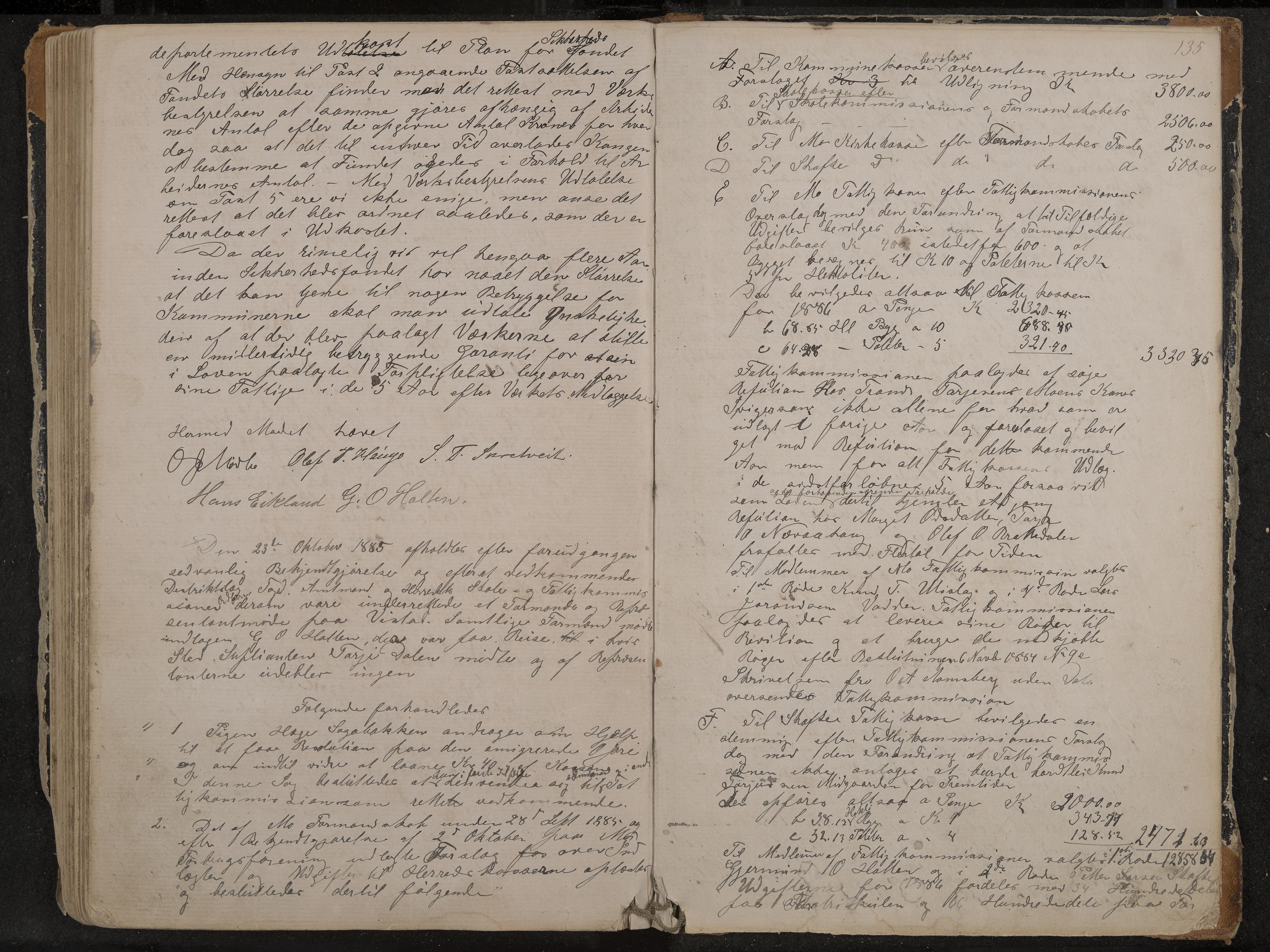 Mo formannskap og sentraladministrasjon, IKAK/0832021/A/L0002: Møtebok, 1869-1886, p. 135