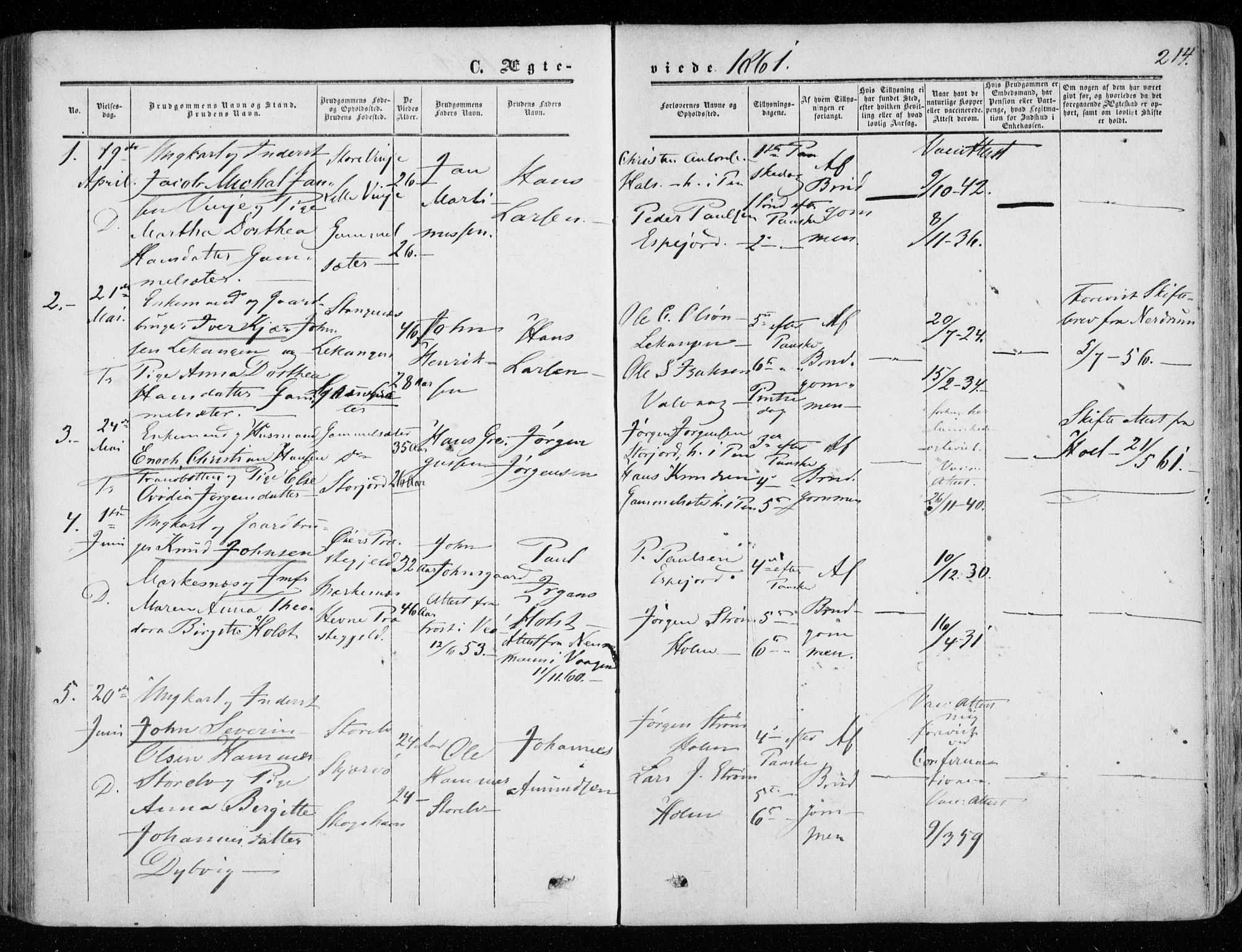 Tranøy sokneprestkontor, SATØ/S-1313/I/Ia/Iaa/L0007kirke: Parish register (official) no. 7, 1856-1866, p. 214