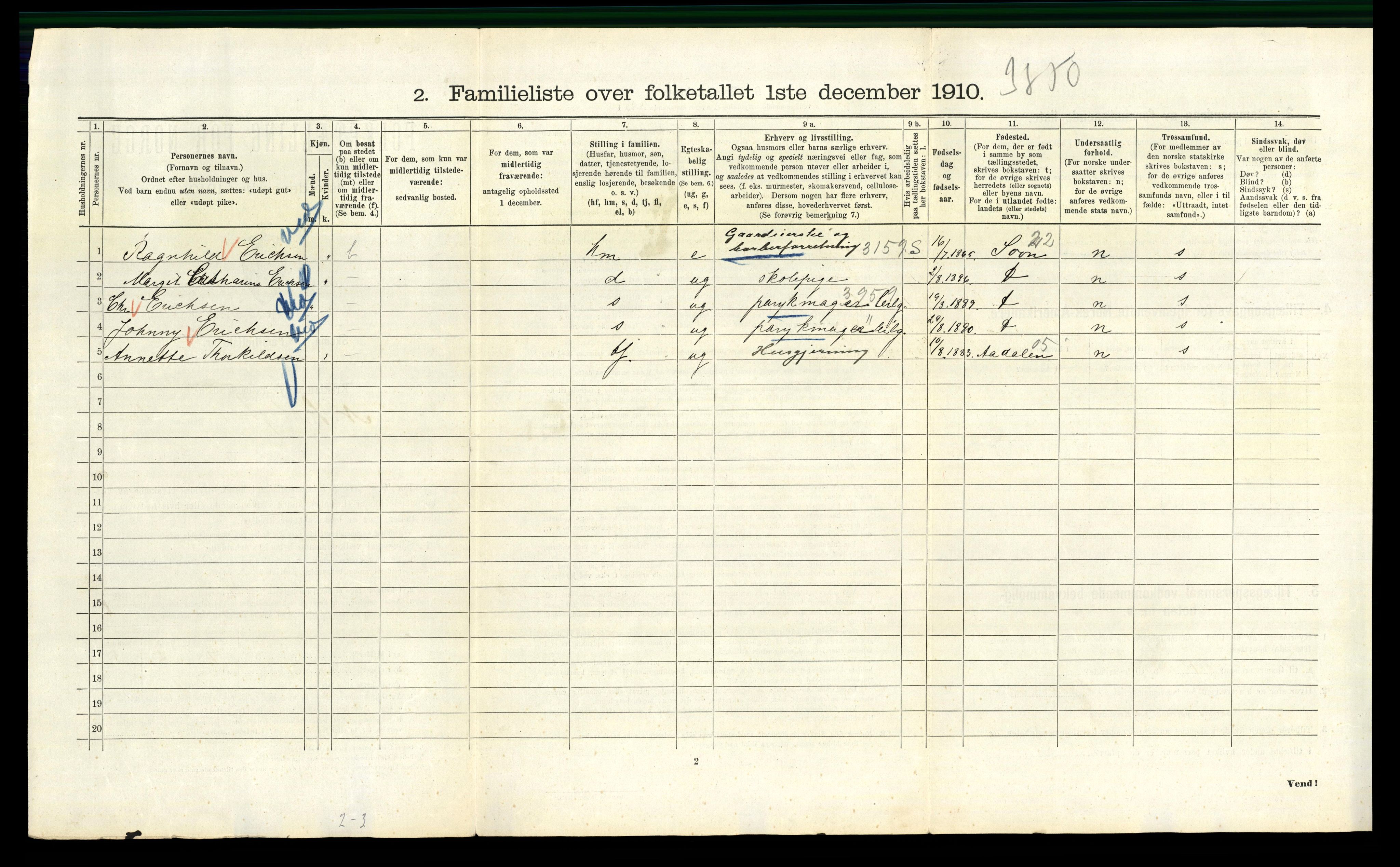 RA, 1910 census for Kristiania, 1910, p. 67740