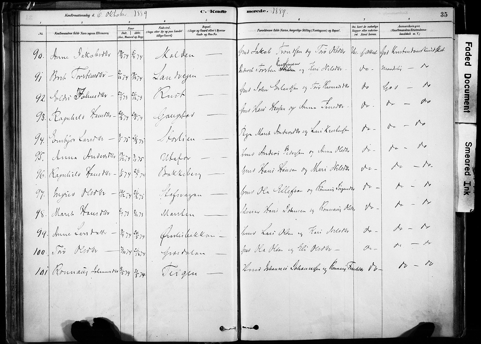 Lom prestekontor, SAH/PREST-070/K/L0009: Parish register (official) no. 9, 1878-1907, p. 35