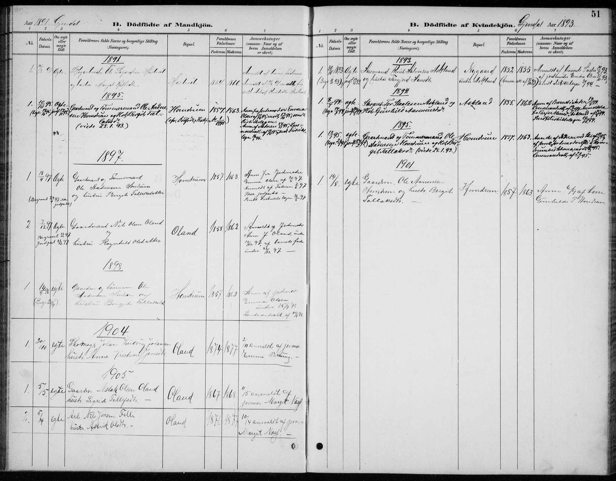 Åmli sokneprestkontor, AV/SAK-1111-0050/F/Fb/Fba/L0002: Parish register (copy) no. B 2, 1890-1912, p. 51