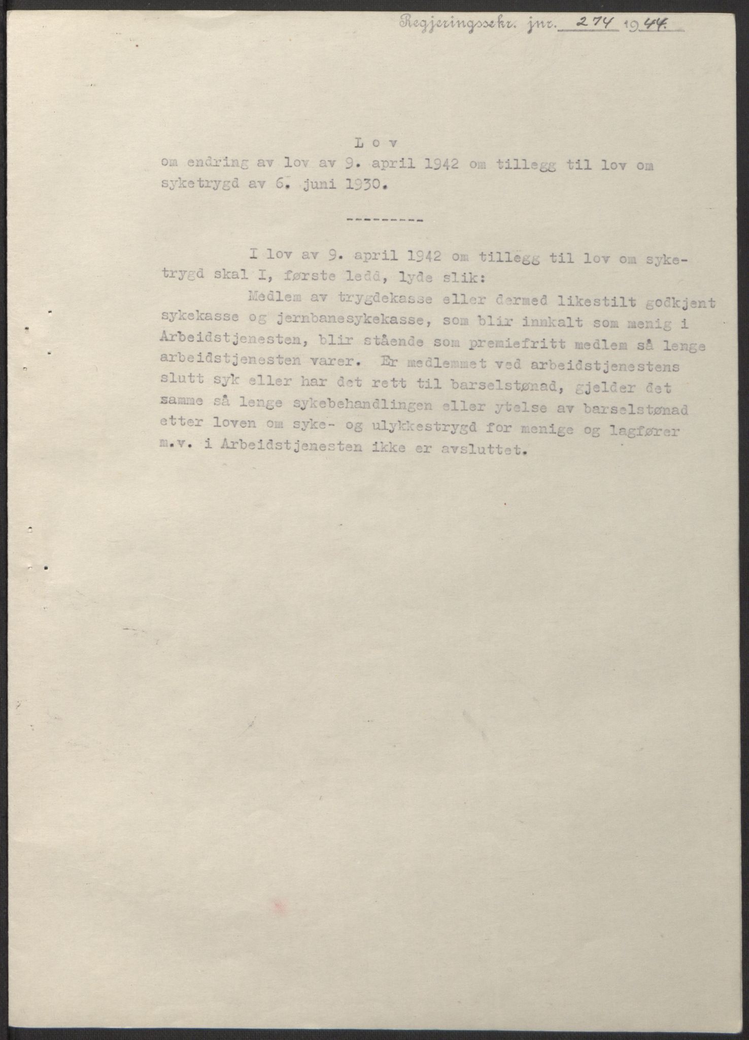 NS-administrasjonen 1940-1945 (Statsrådsekretariatet, de kommisariske statsråder mm), RA/S-4279/D/Db/L0100: Lover, 1944, p. 511