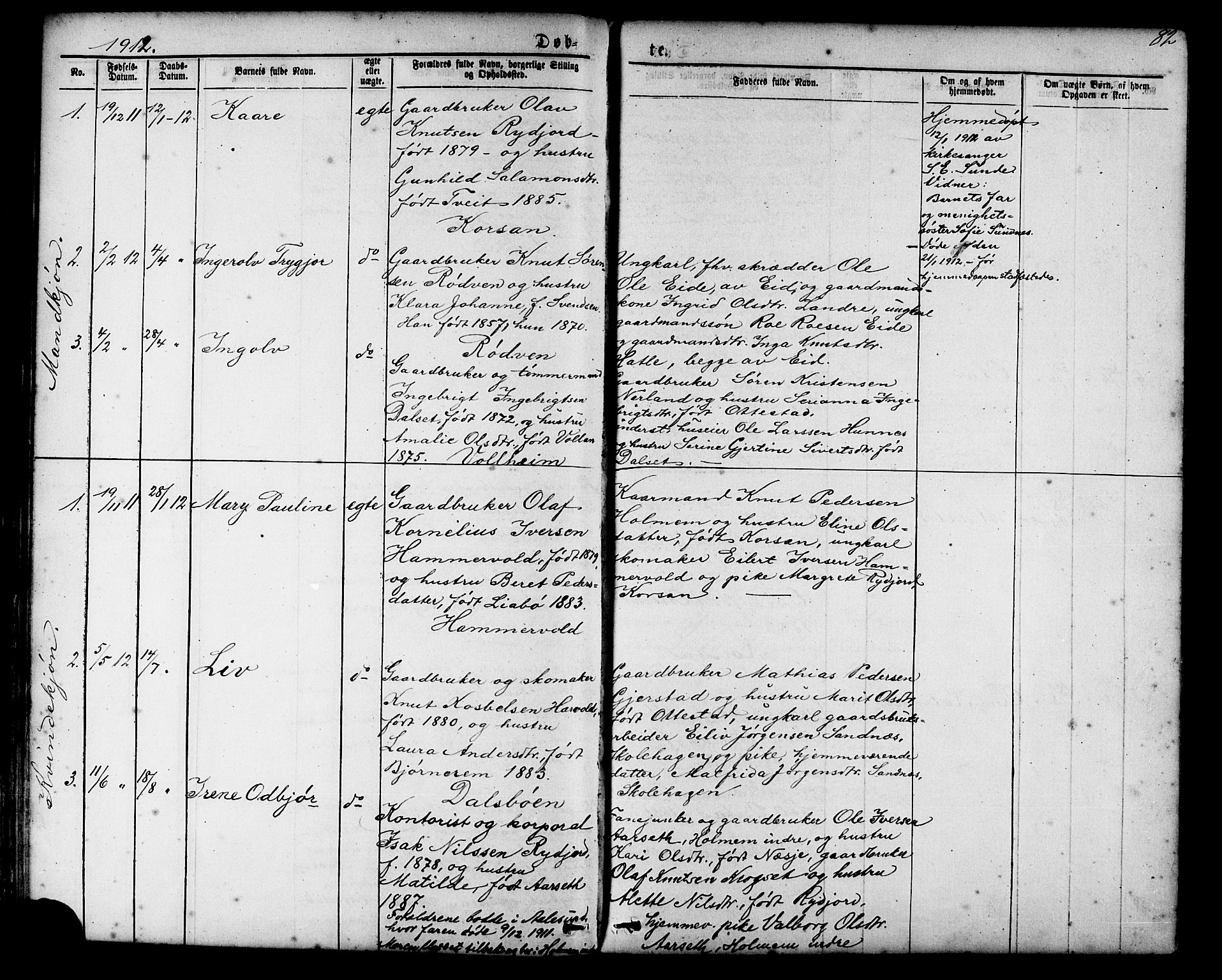 Ministerialprotokoller, klokkerbøker og fødselsregistre - Møre og Romsdal, AV/SAT-A-1454/548/L0614: Parish register (copy) no. 548C02, 1867-1917, p. 82