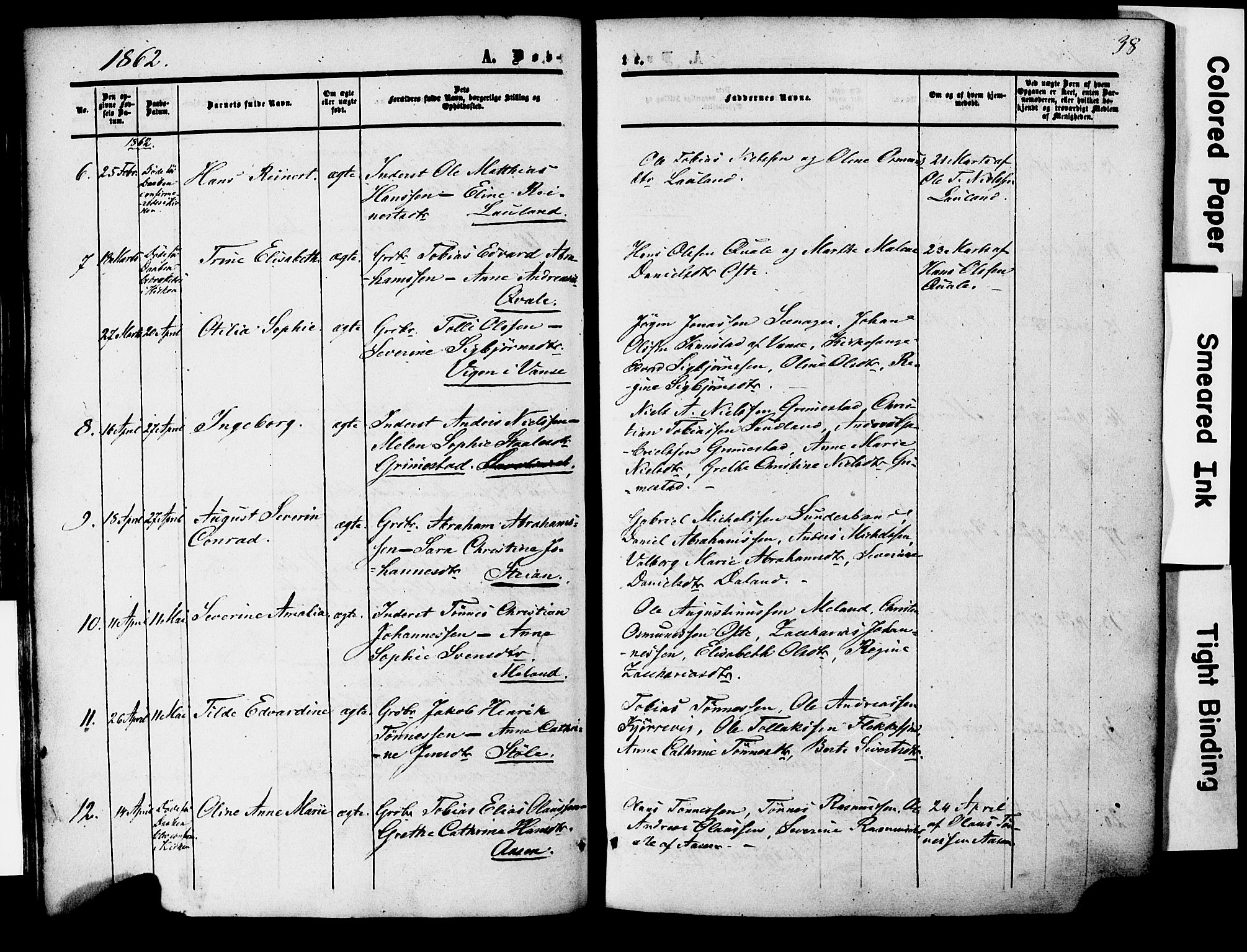 Herad sokneprestkontor, SAK/1111-0018/F/Fa/Faa/L0005: Parish register (official) no. A 5, 1853-1886, p. 38