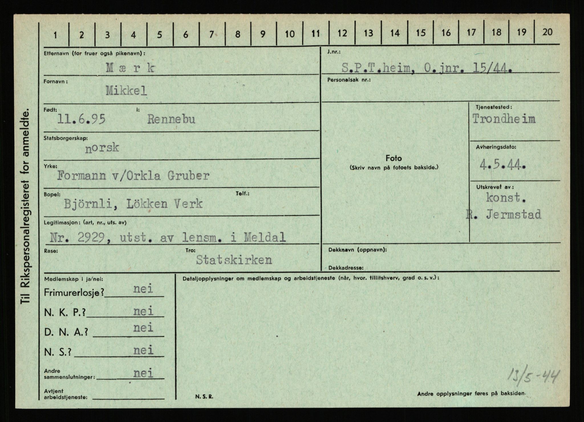 Statspolitiet - Hovedkontoret / Osloavdelingen, AV/RA-S-1329/C/Ca/L0011: Molberg - Nøstvold, 1943-1945, p. 899