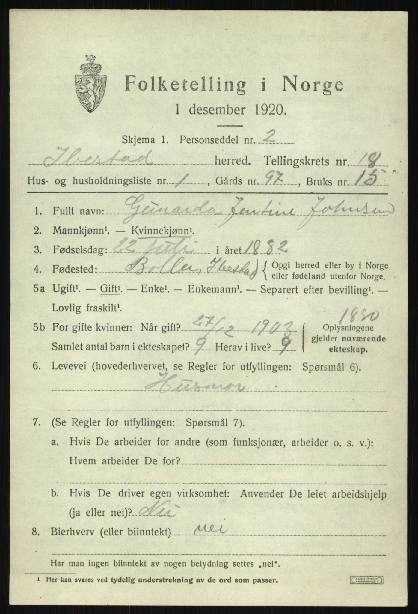 SATØ, 1920 census for Ibestad, 1920, p. 9791