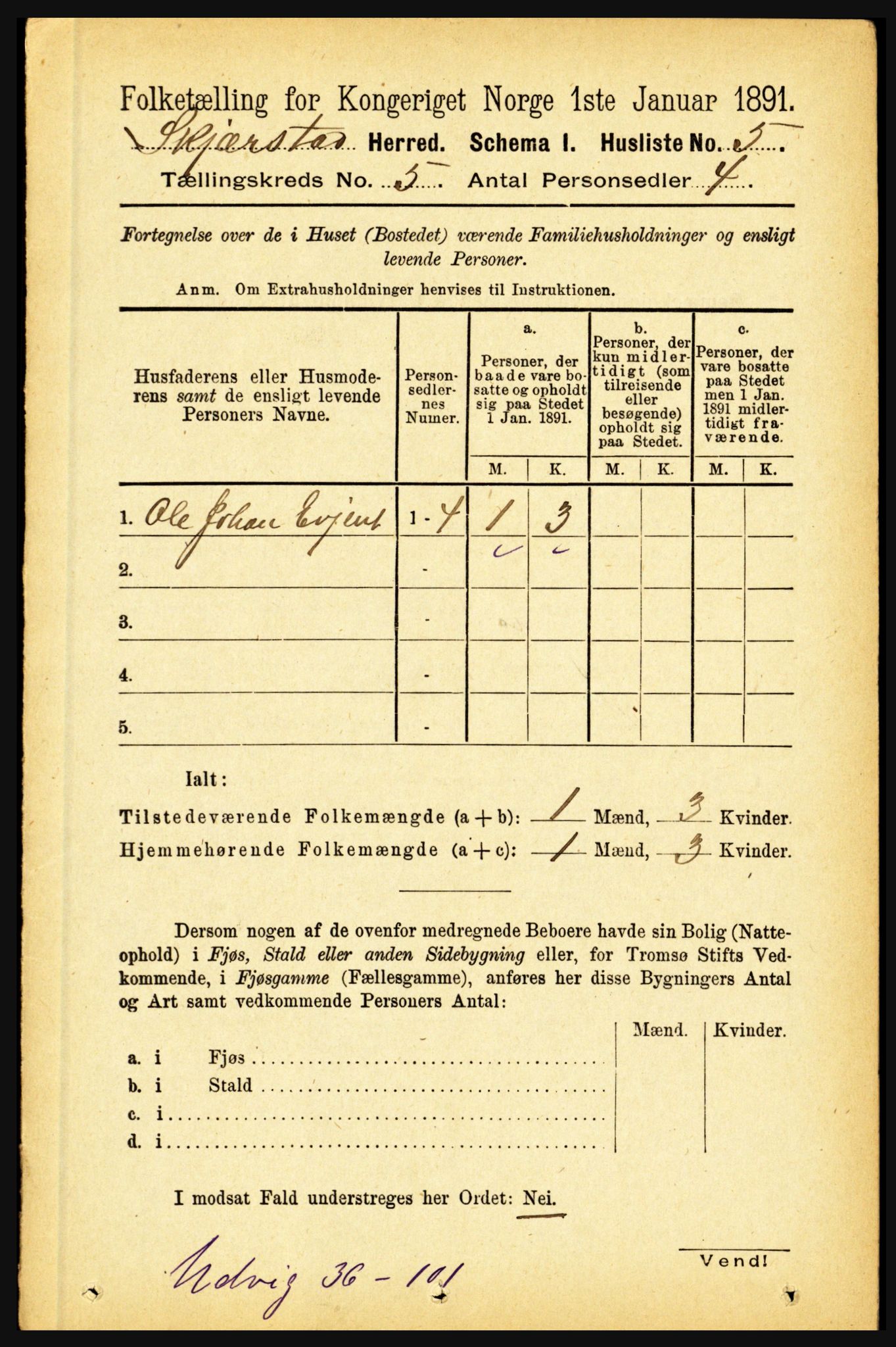 RA, 1891 census for 1842 Skjerstad, 1891, p. 1403
