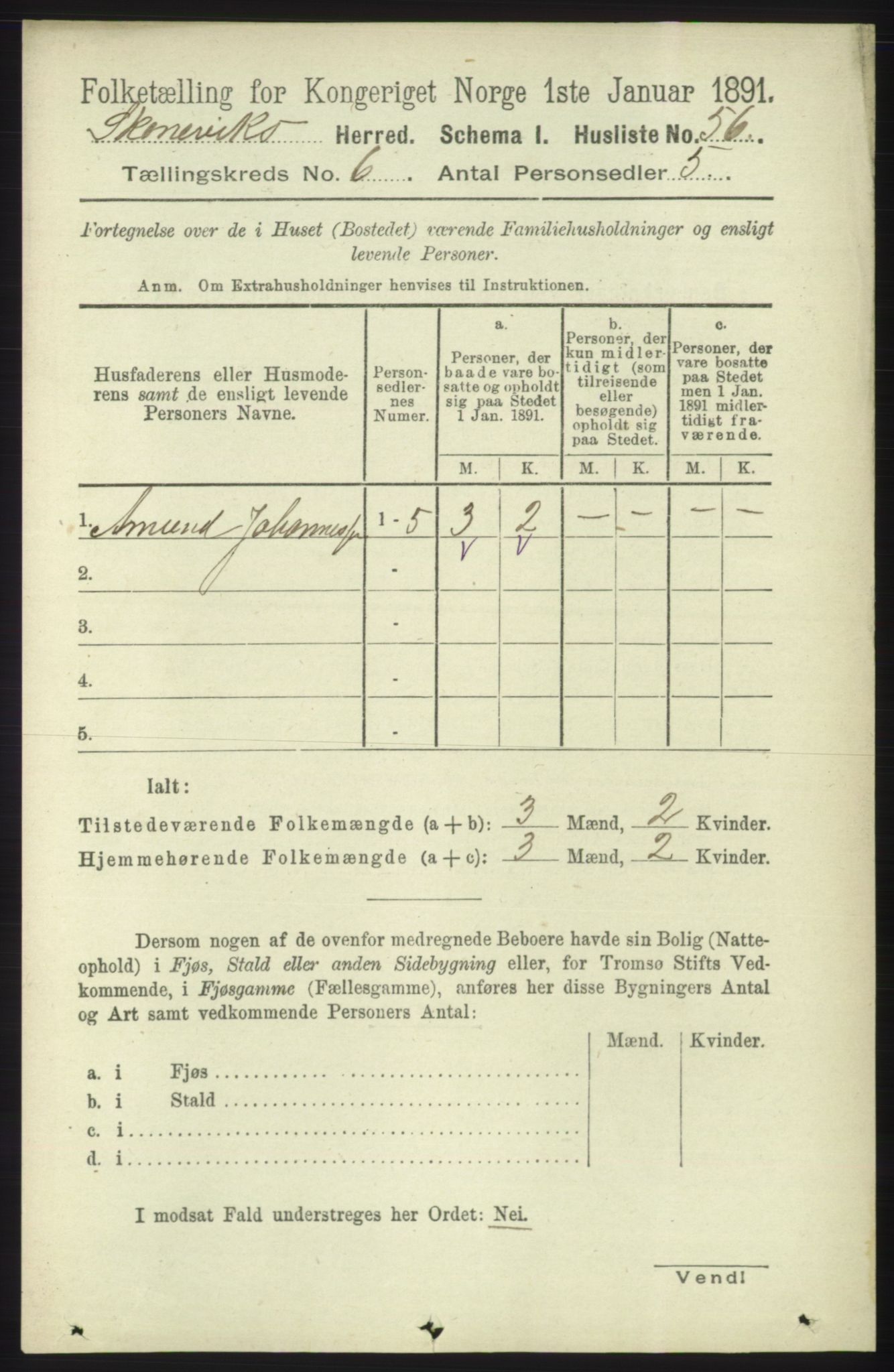 RA, 1891 census for 1212 Skånevik, 1891, p. 1537