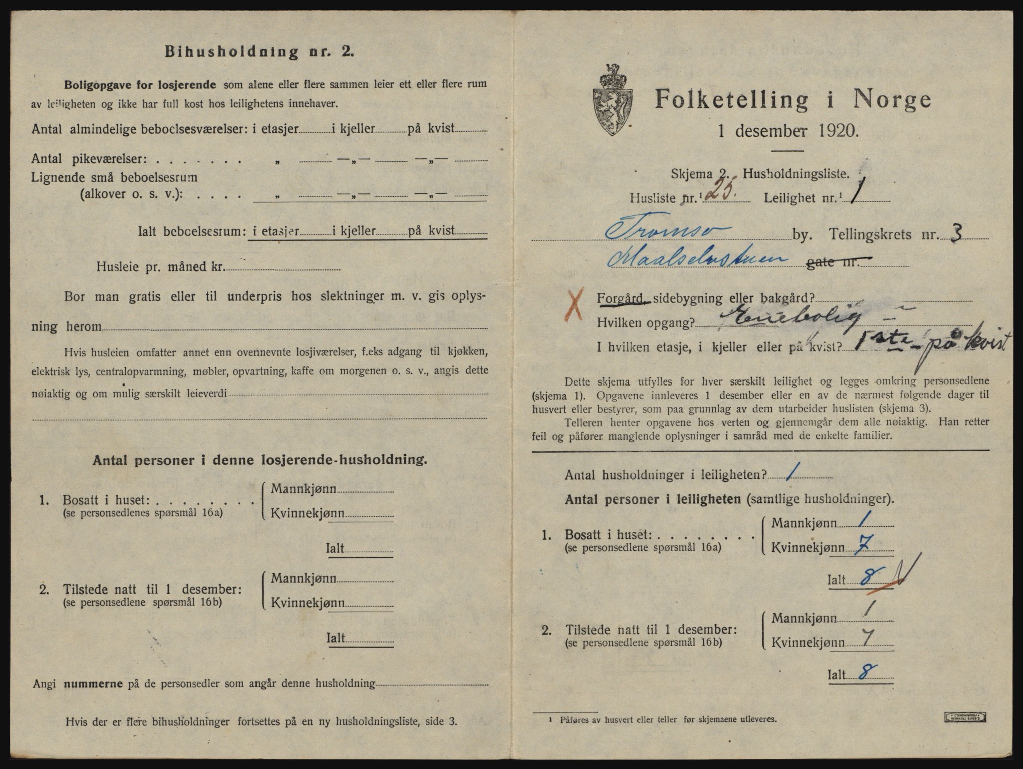 SATØ, 1920 census for Tromsø, 1920, p. 3193